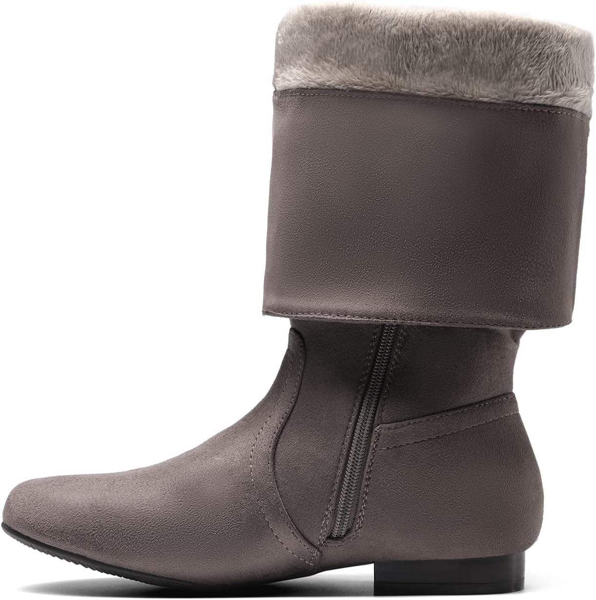 imageDREAM PAIRS Womens Wide Calf Knee High Pull On Fall Weather Winter BootsWideCalfTaupe