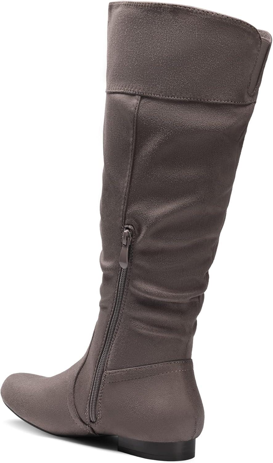 imageDREAM PAIRS Womens Wide Calf Knee High Pull On Fall Weather Winter BootsWideCalfTaupe