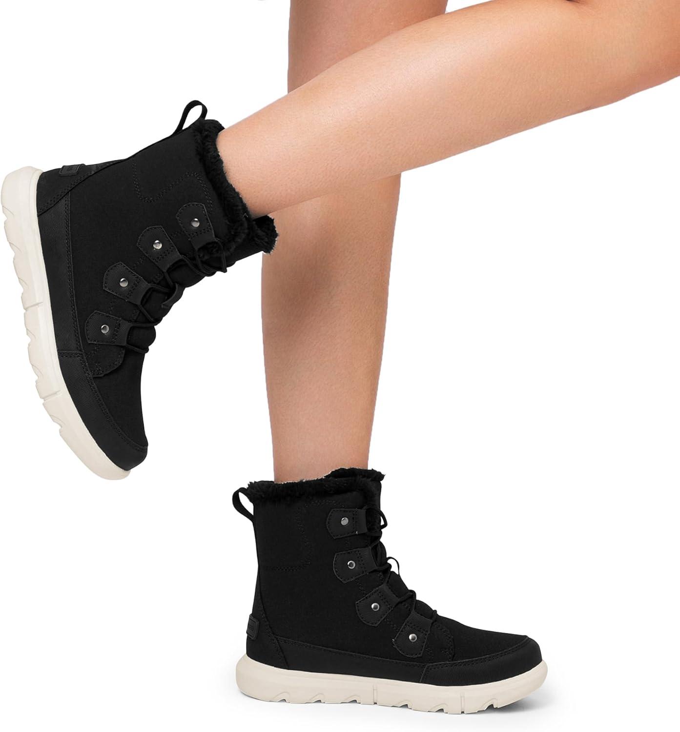 imageDREAM PAIRS Womens Winter Boots Cozy Faux Fur AntiSlip Snow Boots Lace Up Comfort Stylish Ankle Booties for Cold Weather City WalkBlack