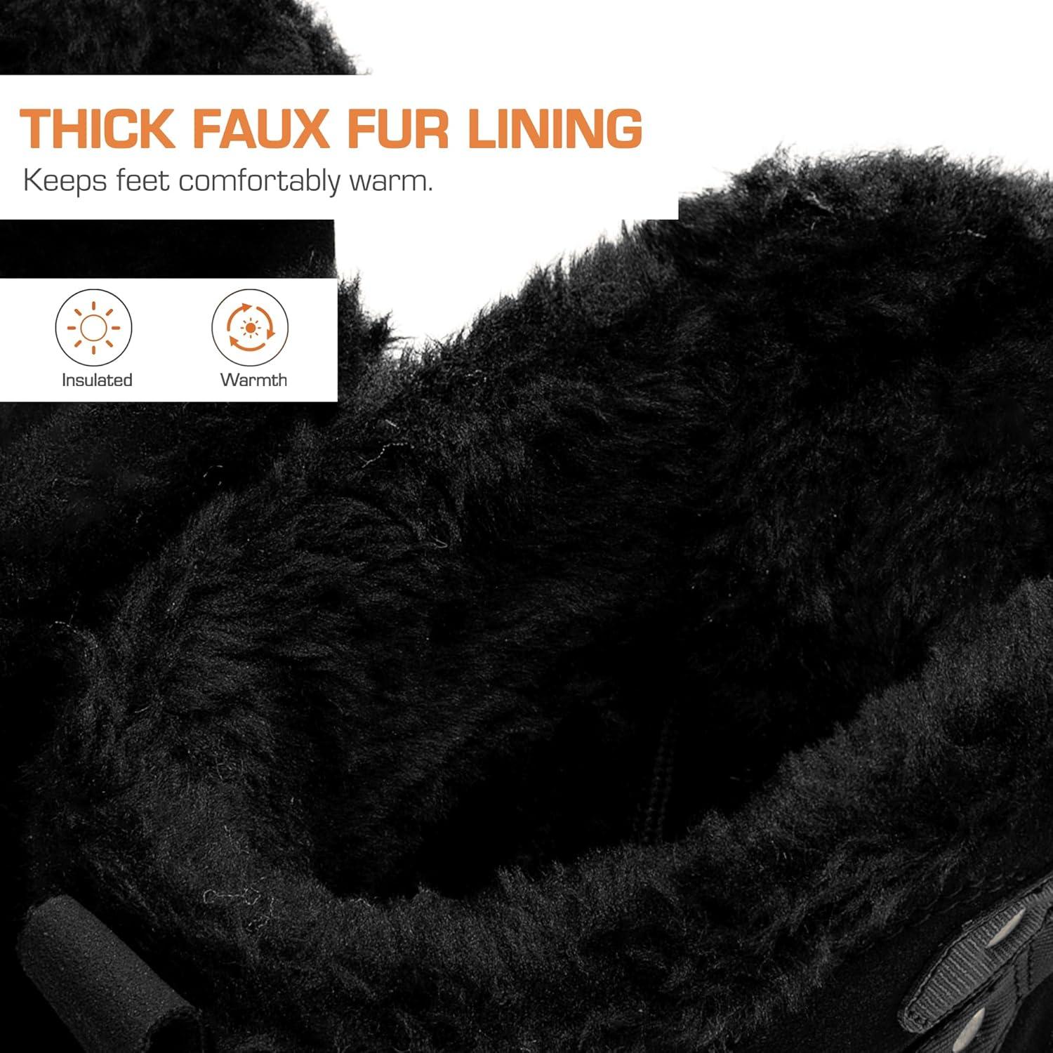 imageDREAM PAIRS Womens Winter Boots Cozy Faux Fur AntiSlip Snow Boots Lace Up Comfort Stylish Ankle Booties for Cold Weather City WalkBlack