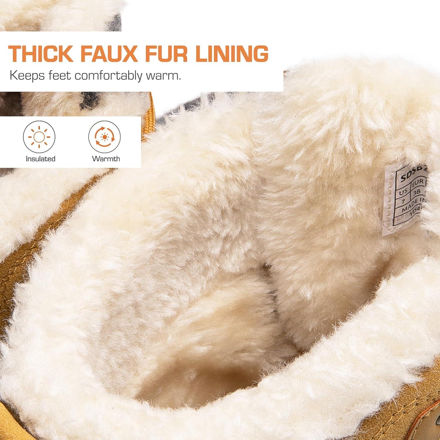 imageDREAM PAIRS Womens Winter Boots Cozy Faux Fur AntiSlip Snow Boots Lace Up Comfort Stylish Ankle Booties for Cold Weather City WalkChestnutGrey