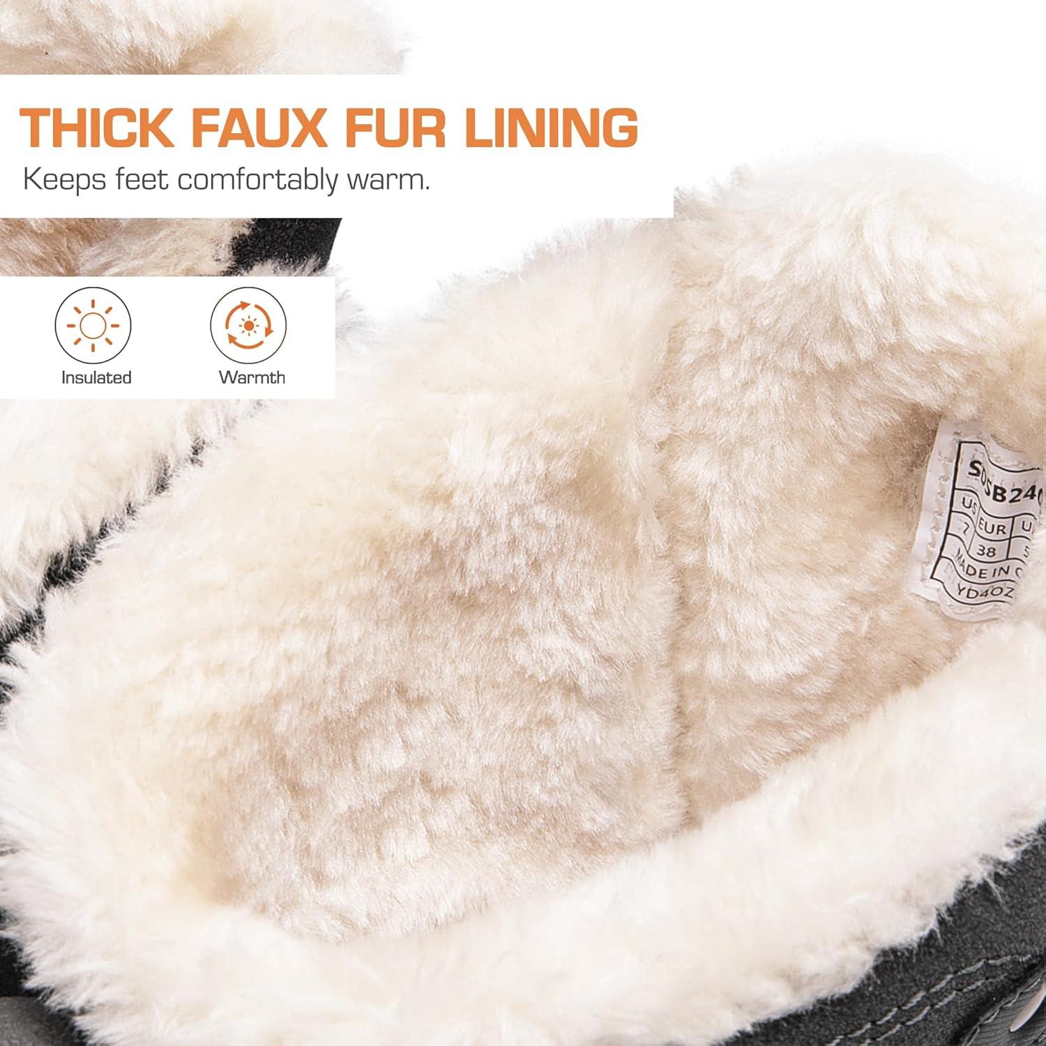 imageDREAM PAIRS Womens Winter Boots Cozy Faux Fur AntiSlip Snow Boots Lace Up Comfort Stylish Ankle Booties for Cold Weather City WalkDark Grey