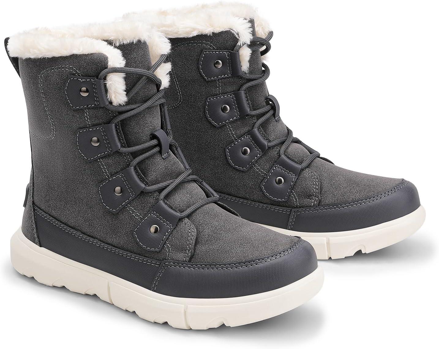 imageDREAM PAIRS Womens Winter Boots Cozy Faux Fur AntiSlip Snow Boots Lace Up Comfort Stylish Ankle Booties for Cold Weather City WalkDark Grey