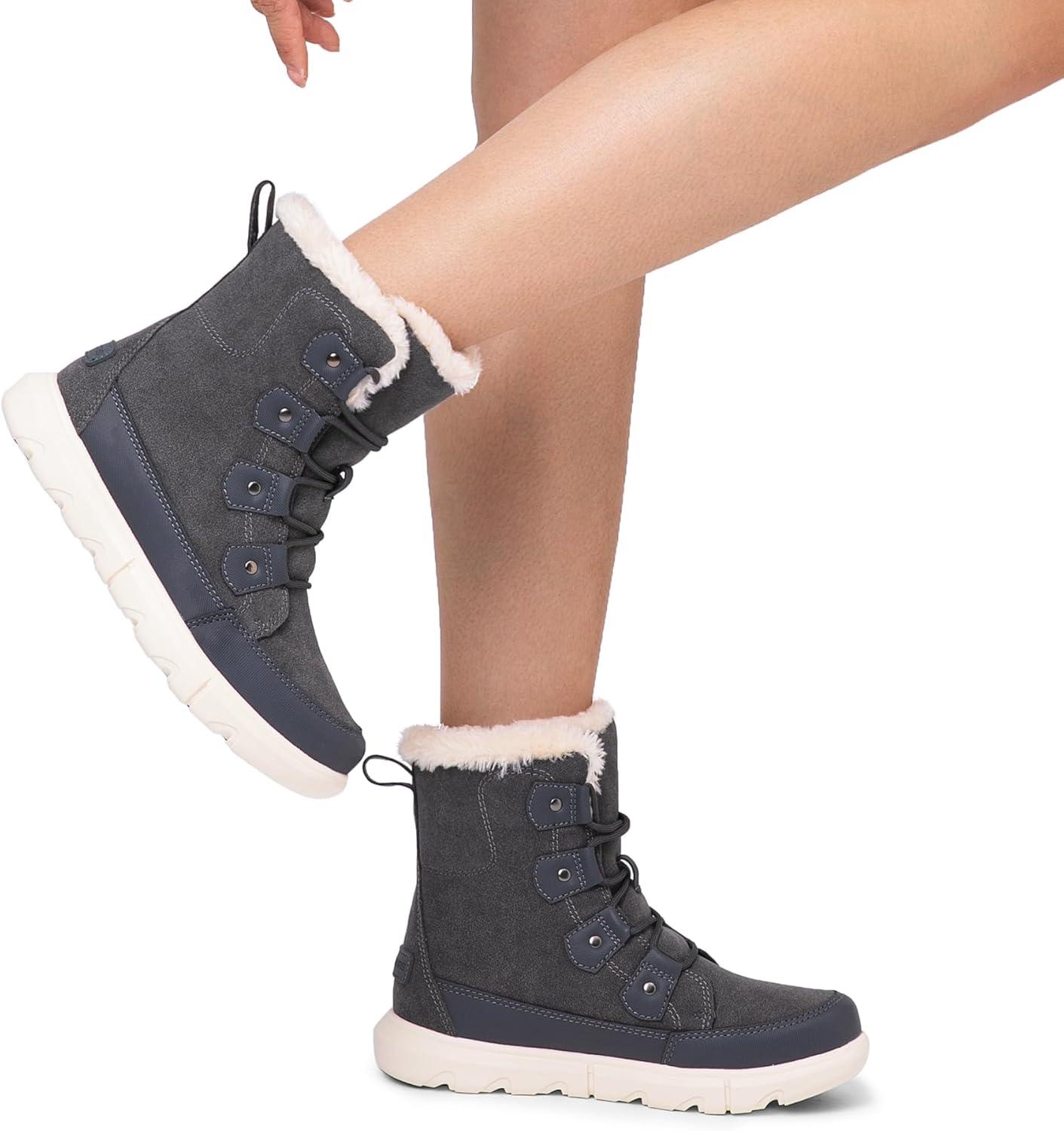 imageDREAM PAIRS Womens Winter Boots Cozy Faux Fur AntiSlip Snow Boots Lace Up Comfort Stylish Ankle Booties for Cold Weather City WalkDark Grey