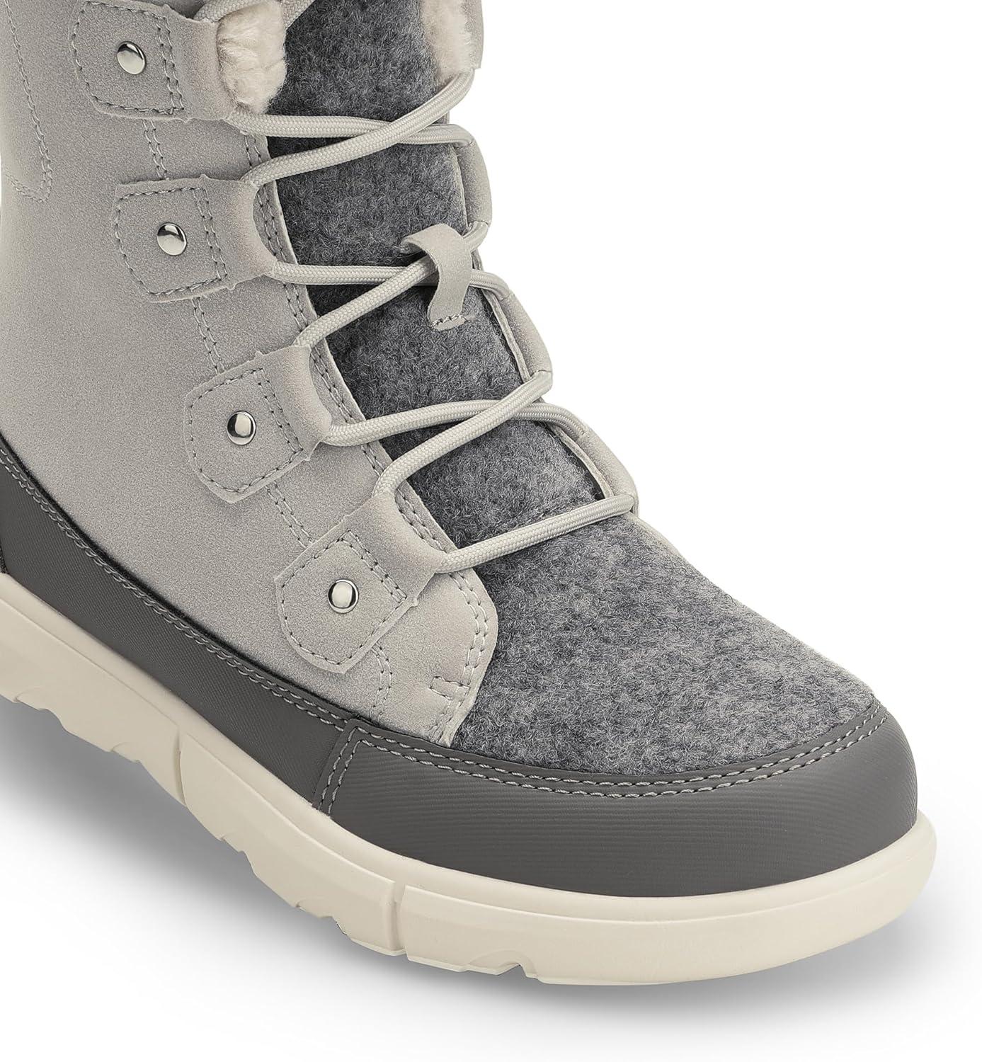 imageDREAM PAIRS Womens Winter Boots Cozy Faux Fur AntiSlip Snow Boots Lace Up Comfort Stylish Ankle Booties for Cold Weather City WalkLight Grey