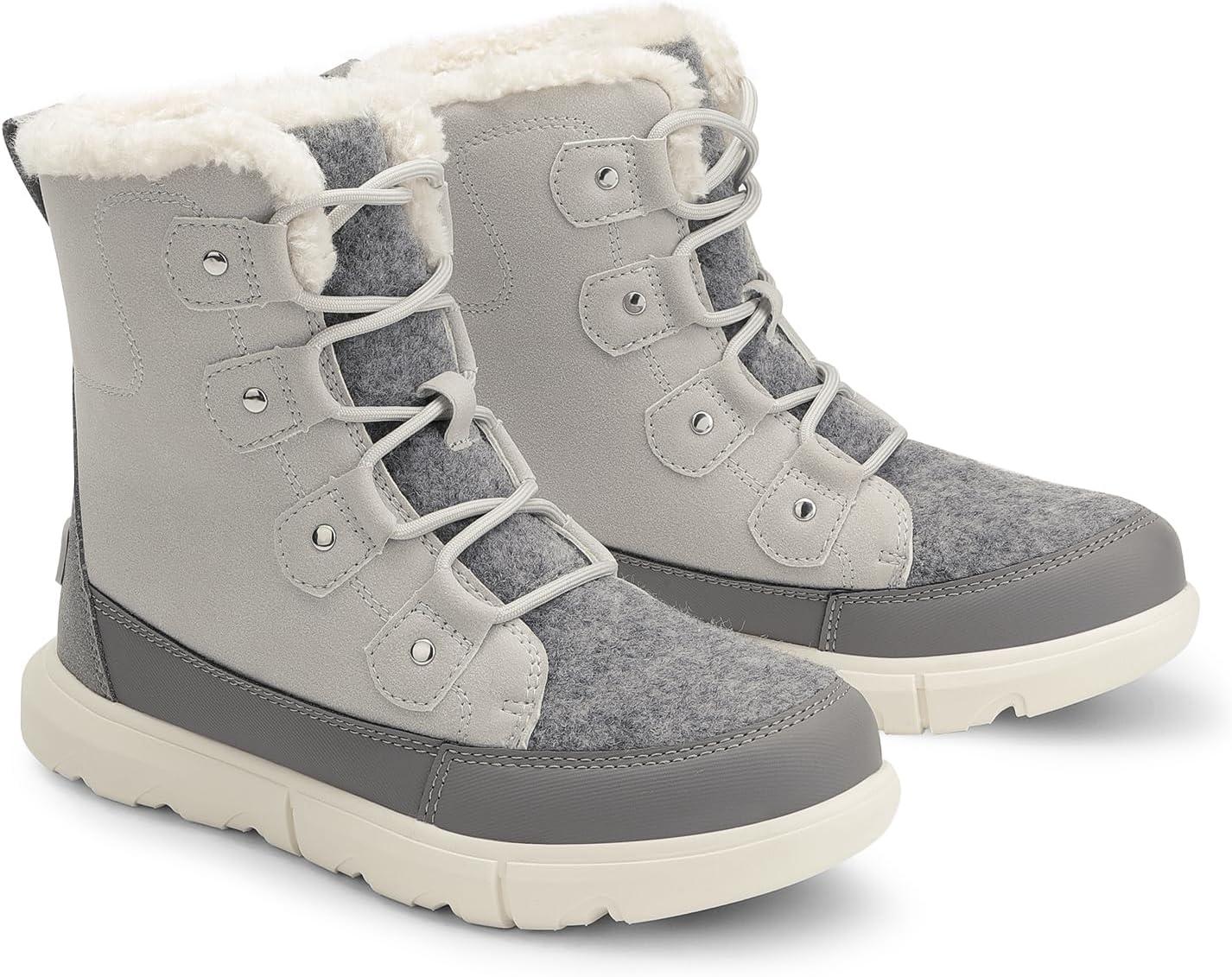 imageDREAM PAIRS Womens Winter Boots Cozy Faux Fur AntiSlip Snow Boots Lace Up Comfort Stylish Ankle Booties for Cold Weather City WalkLight Grey