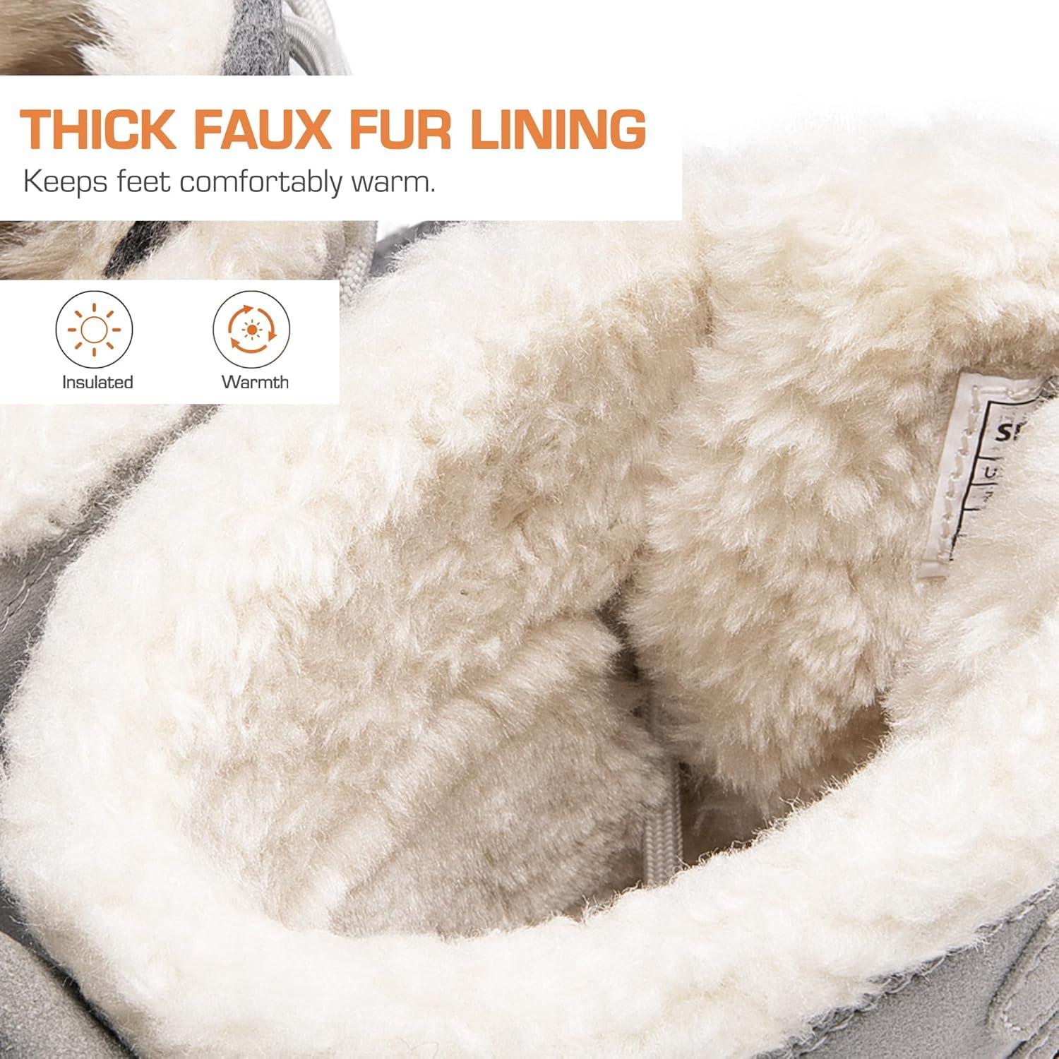imageDREAM PAIRS Womens Winter Boots Cozy Faux Fur AntiSlip Snow Boots Lace Up Comfort Stylish Ankle Booties for Cold Weather City WalkLight Grey