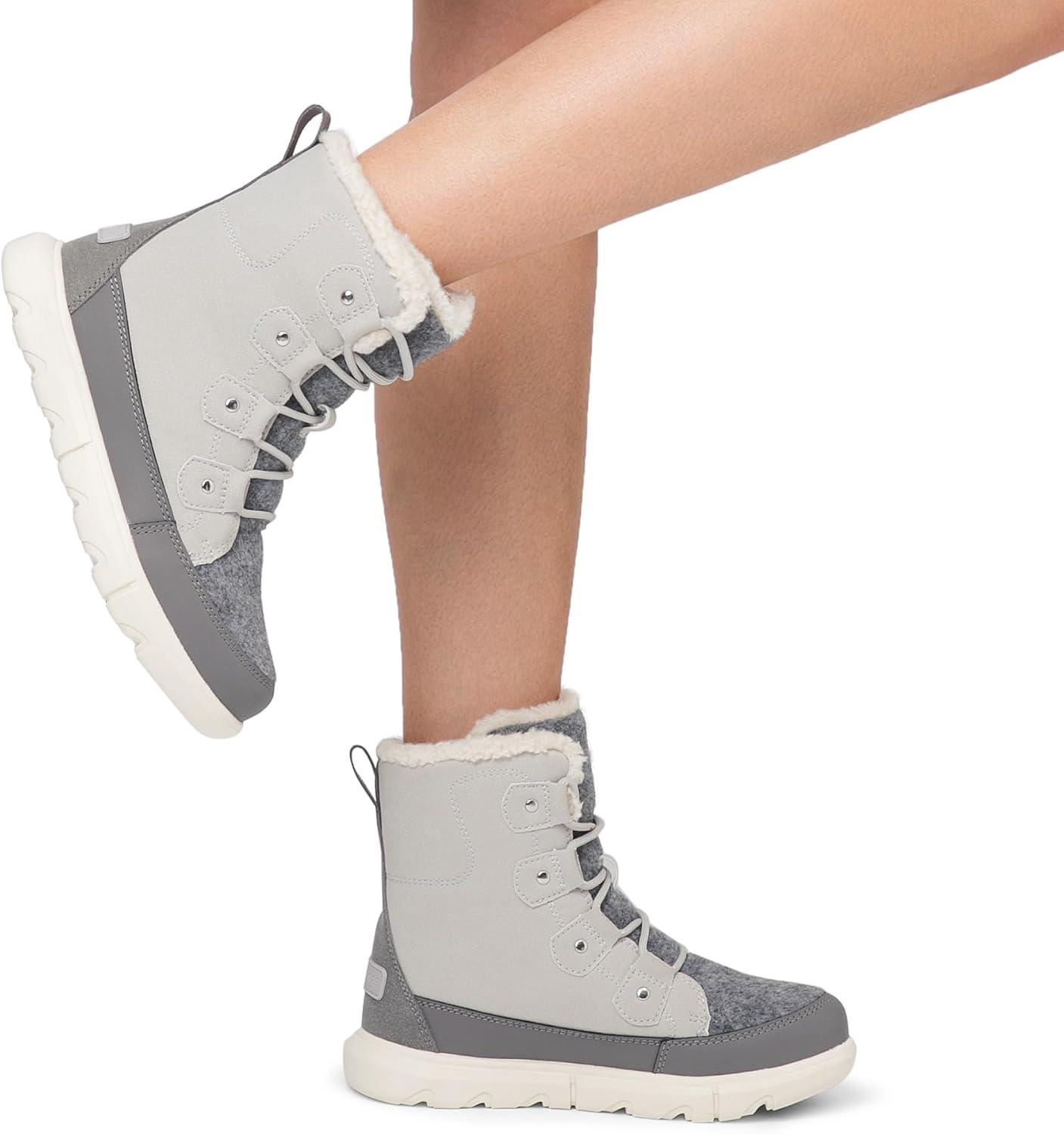 imageDREAM PAIRS Womens Winter Boots Cozy Faux Fur AntiSlip Snow Boots Lace Up Comfort Stylish Ankle Booties for Cold Weather City WalkLight Grey