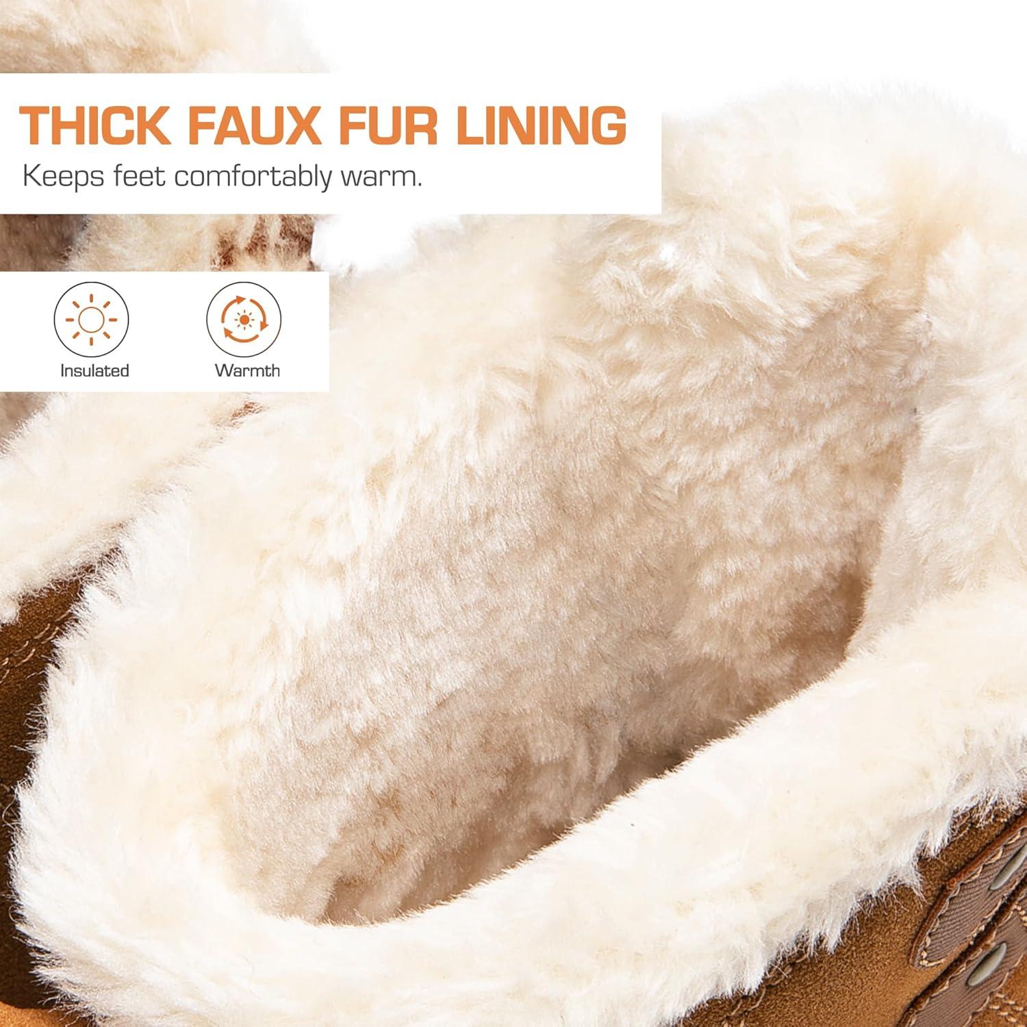 imageDREAM PAIRS Womens Winter Boots Cozy Faux Fur AntiSlip Snow Boots Lace Up Comfort Stylish Ankle Booties for Cold Weather City WalkTan
