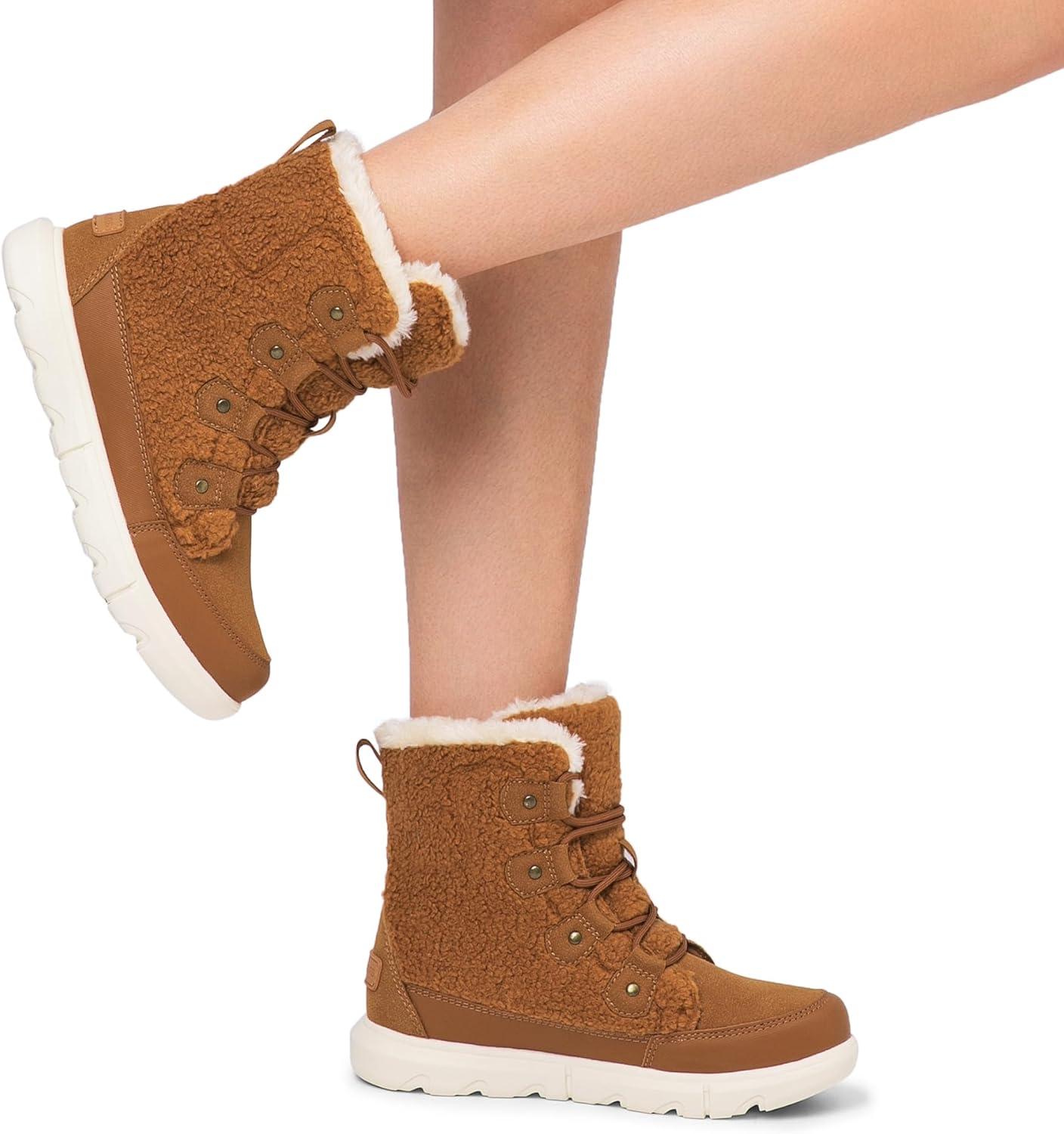 imageDREAM PAIRS Womens Winter Boots Cozy Faux Fur AntiSlip Snow Boots Lace Up Comfort Stylish Ankle Booties for Cold Weather City WalkTanfurry