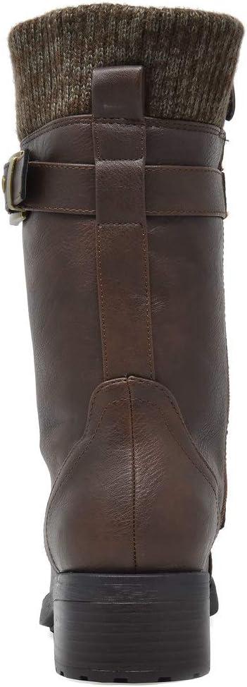 imageDREAM PAIRS Womens Winter Lace up Mid Calf Combat Riding Military BootsBrown