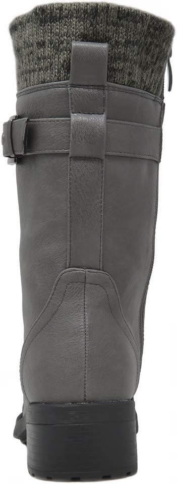 imageDREAM PAIRS Womens Winter Lace up Mid Calf Combat Riding Military BootsGrey