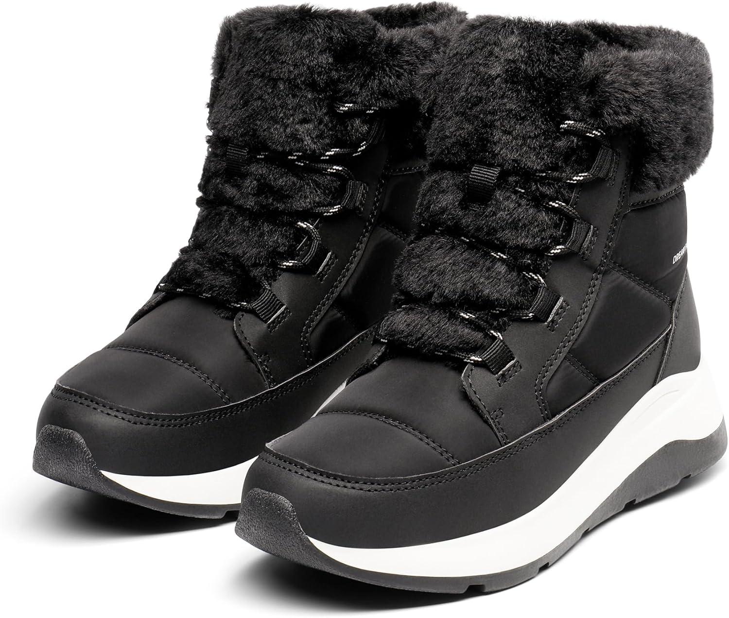 imageDREAM PAIRS Womens Winter Snow Boots Faux Fur Waterproof Ankle Booties Zaylee Ladies Comfortable Short Boots OutdoorBlack