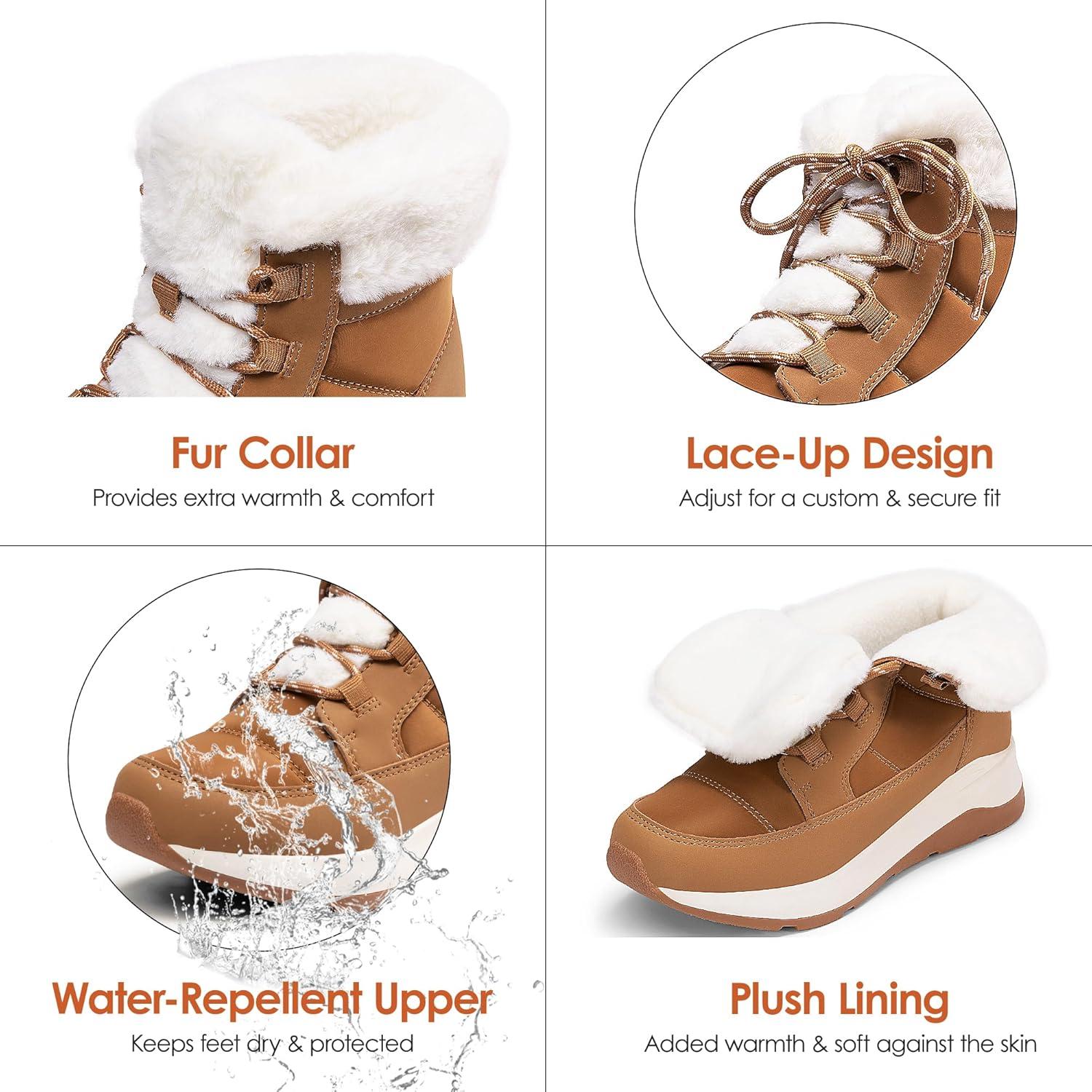 imageDREAM PAIRS Womens Winter Snow Boots Faux Fur Waterproof Ankle Booties Zaylee Ladies Comfortable Short Boots OutdoorChestnut