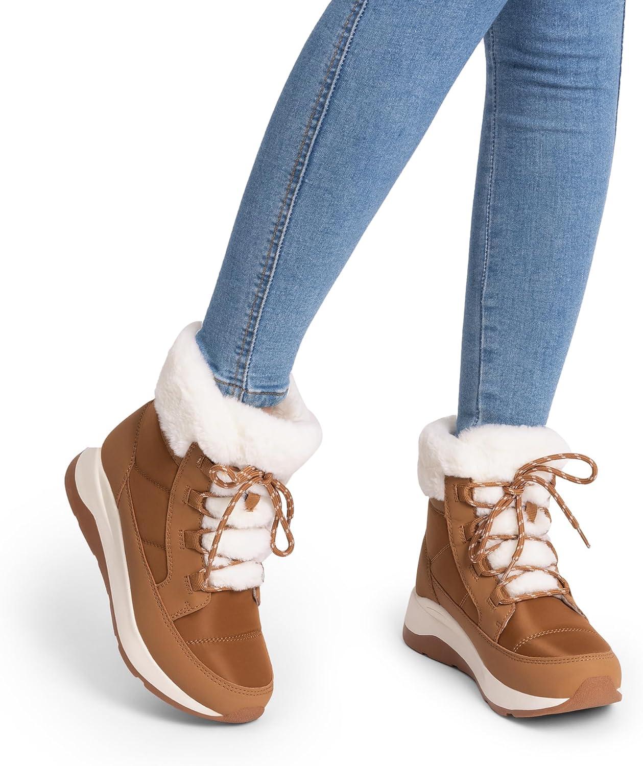 imageDREAM PAIRS Womens Winter Snow Boots Faux Fur Waterproof Ankle Booties Zaylee Ladies Comfortable Short Boots OutdoorChestnut