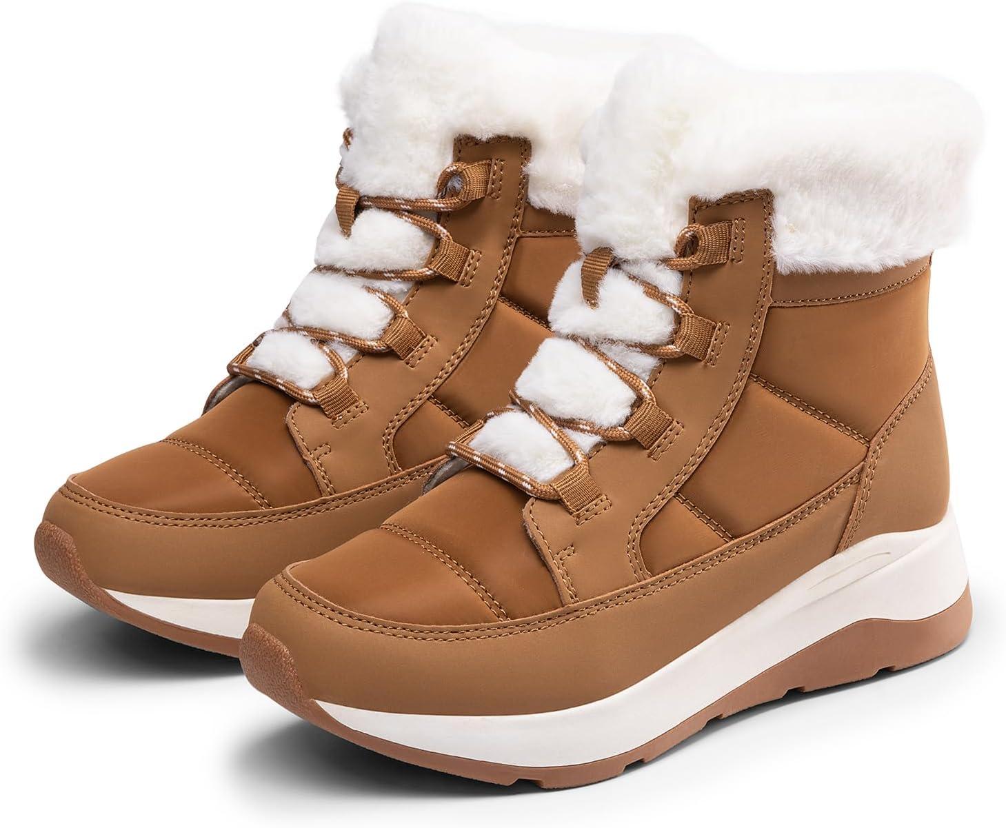 imageDREAM PAIRS Womens Winter Snow Boots Faux Fur Waterproof Ankle Booties Zaylee Ladies Comfortable Short Boots OutdoorChestnut