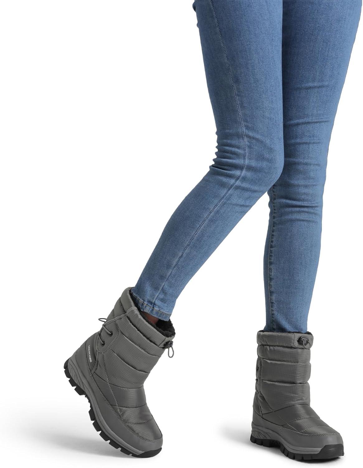 imageDREAM PAIRS Womens Winter Snow Boots Waterproof Lightweight Warm Fashion Janara Mid Calf BootGrey
