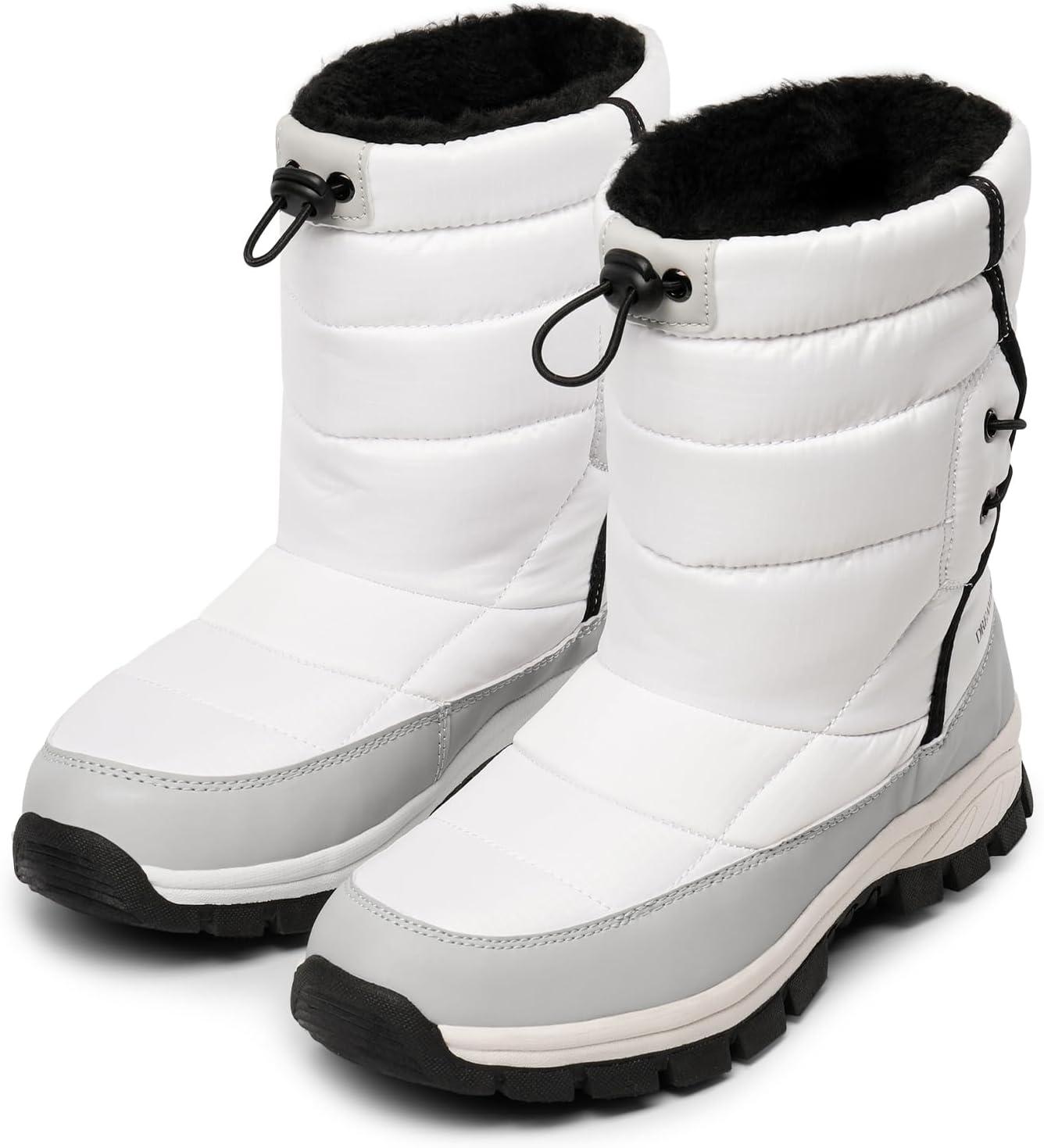 imageDREAM PAIRS Womens Winter Snow Boots Waterproof Lightweight Warm Fashion Janara Mid Calf BootWhite