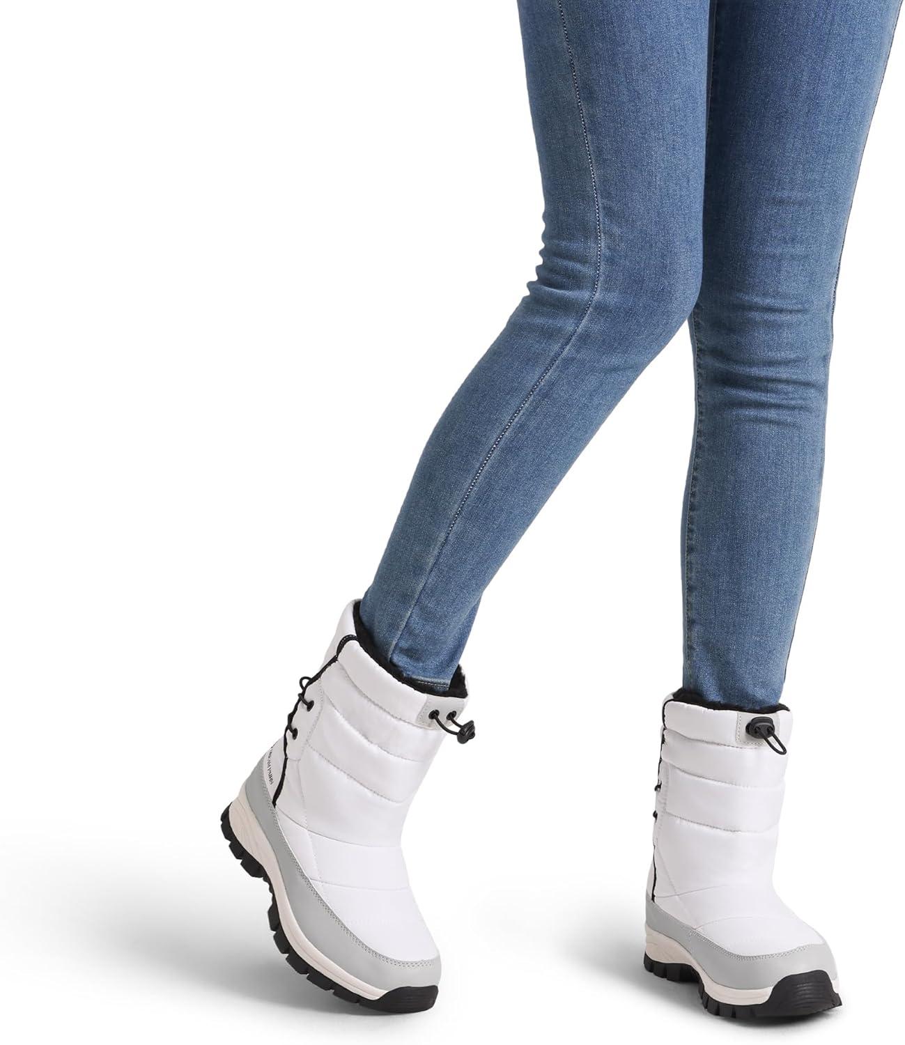 imageDREAM PAIRS Womens Winter Snow Boots Waterproof Lightweight Warm Fashion Janara Mid Calf BootWhite