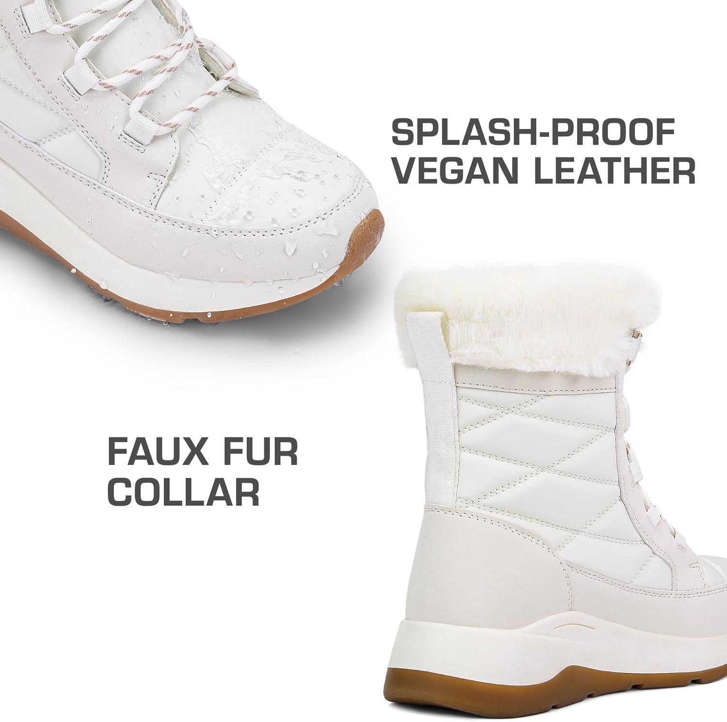 imageDREAM PAIRS Womens Winter Snow Boots Waterproof Lightweight Warm Faux Fur Lined Insulated Outdoor Ladies MidCalf BootiesBeige