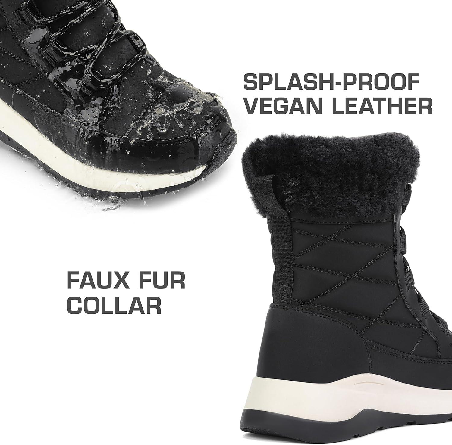 imageDREAM PAIRS Womens Winter Snow Boots Waterproof Lightweight Warm Faux Fur Lined Insulated Outdoor Ladies MidCalf BootiesBlack