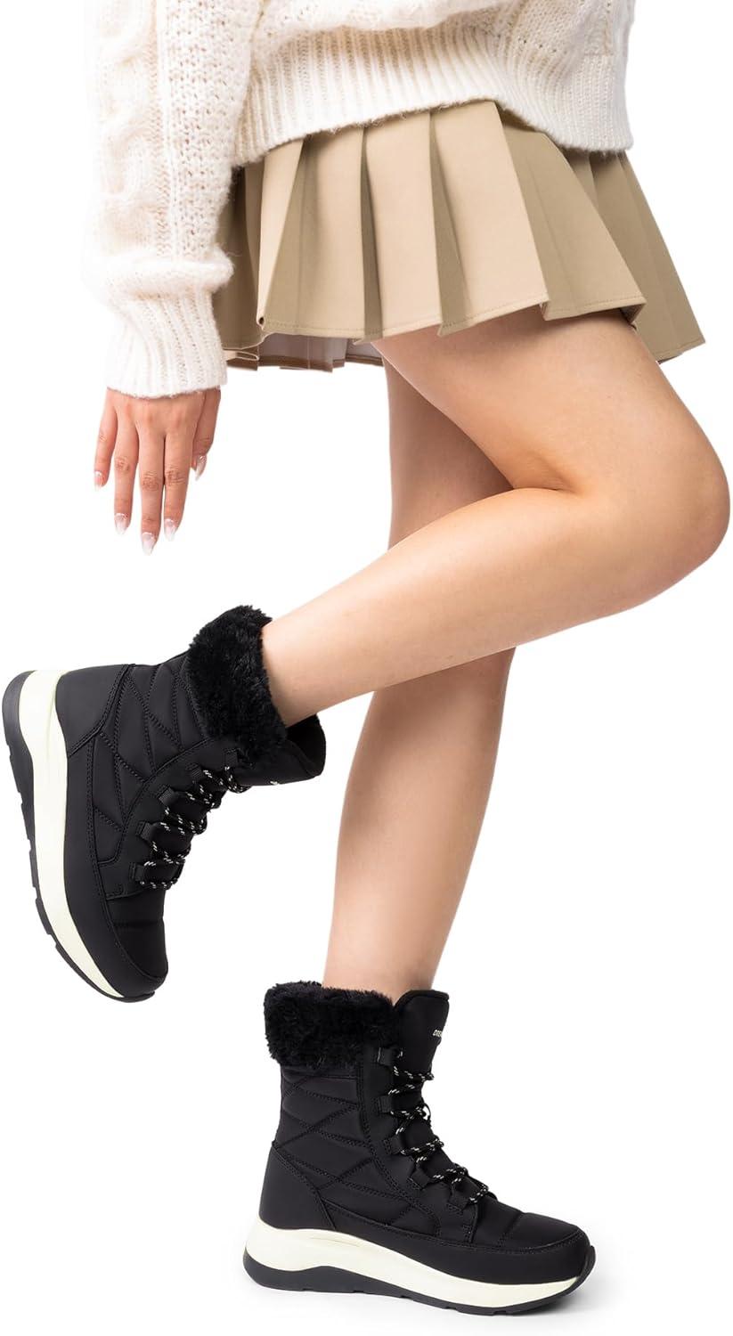 imageDREAM PAIRS Womens Winter Snow Boots Waterproof Lightweight Warm Faux Fur Lined Insulated Outdoor Ladies MidCalf BootiesBlack