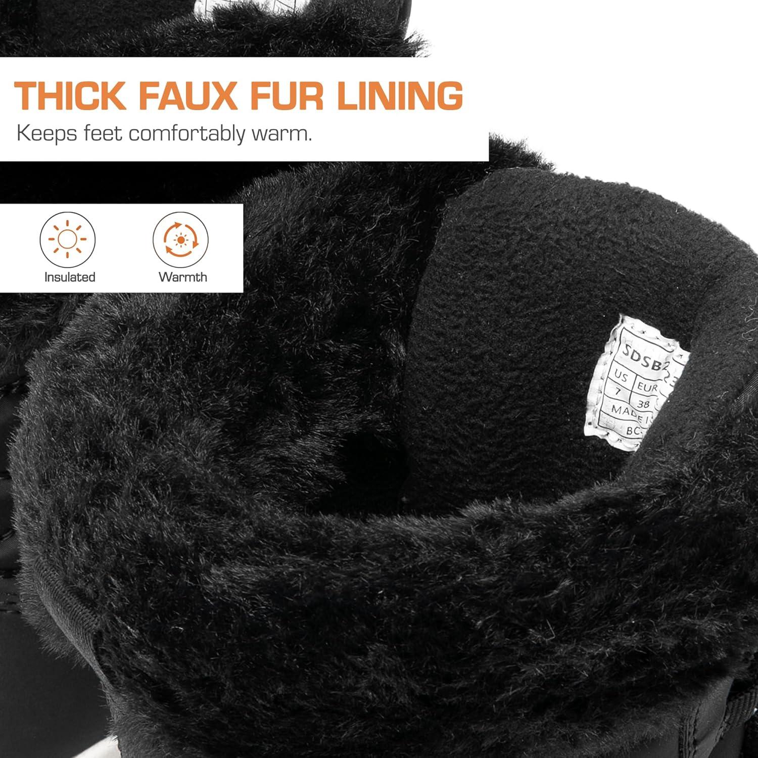 imageDREAM PAIRS Womens Winter Snow Boots Waterproof Lightweight Warm Faux Fur Lined Insulated Outdoor Ladies MidCalf BootiesBlack