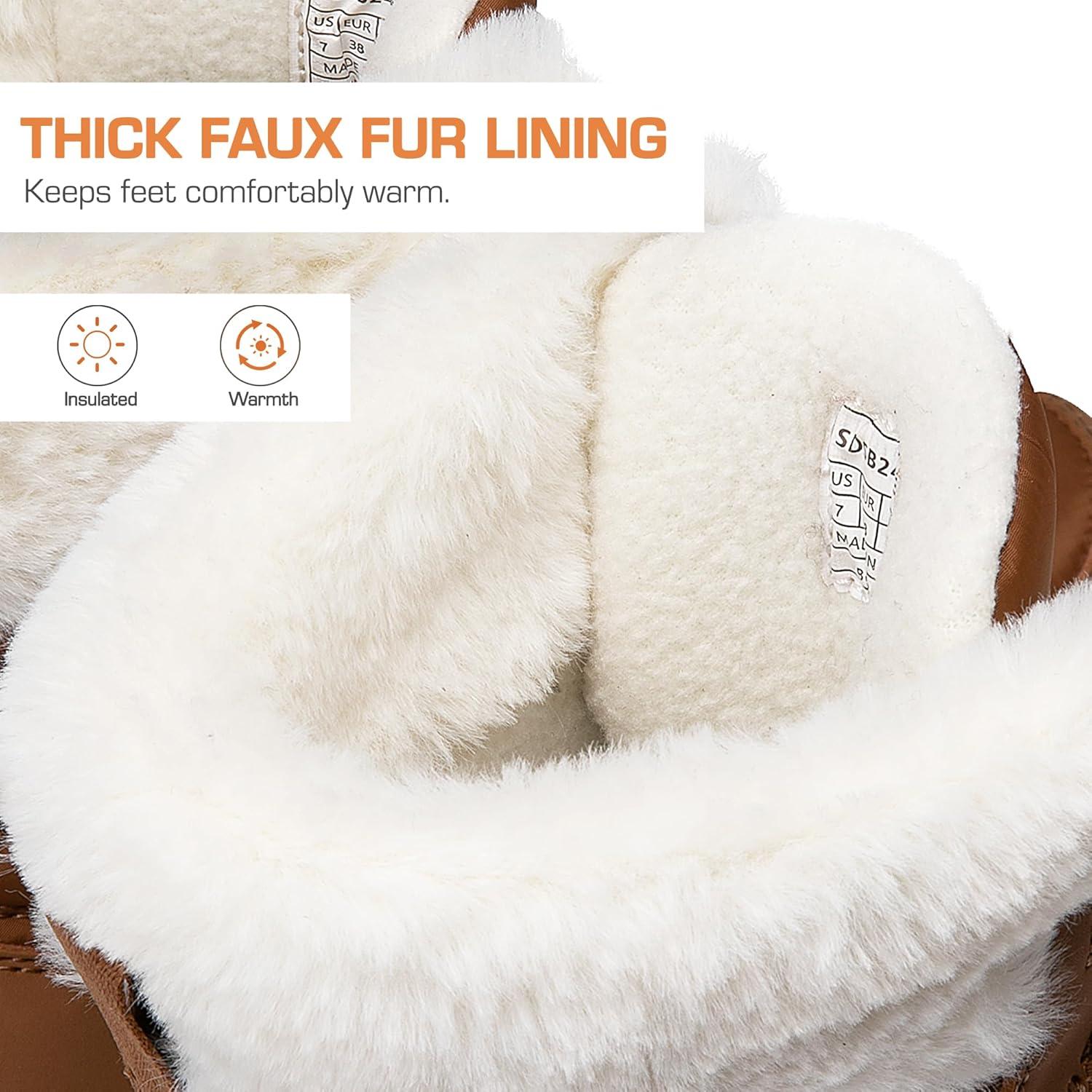 imageDREAM PAIRS Womens Winter Snow Boots Waterproof Lightweight Warm Faux Fur Lined Insulated Outdoor Ladies MidCalf BootiesChestnut