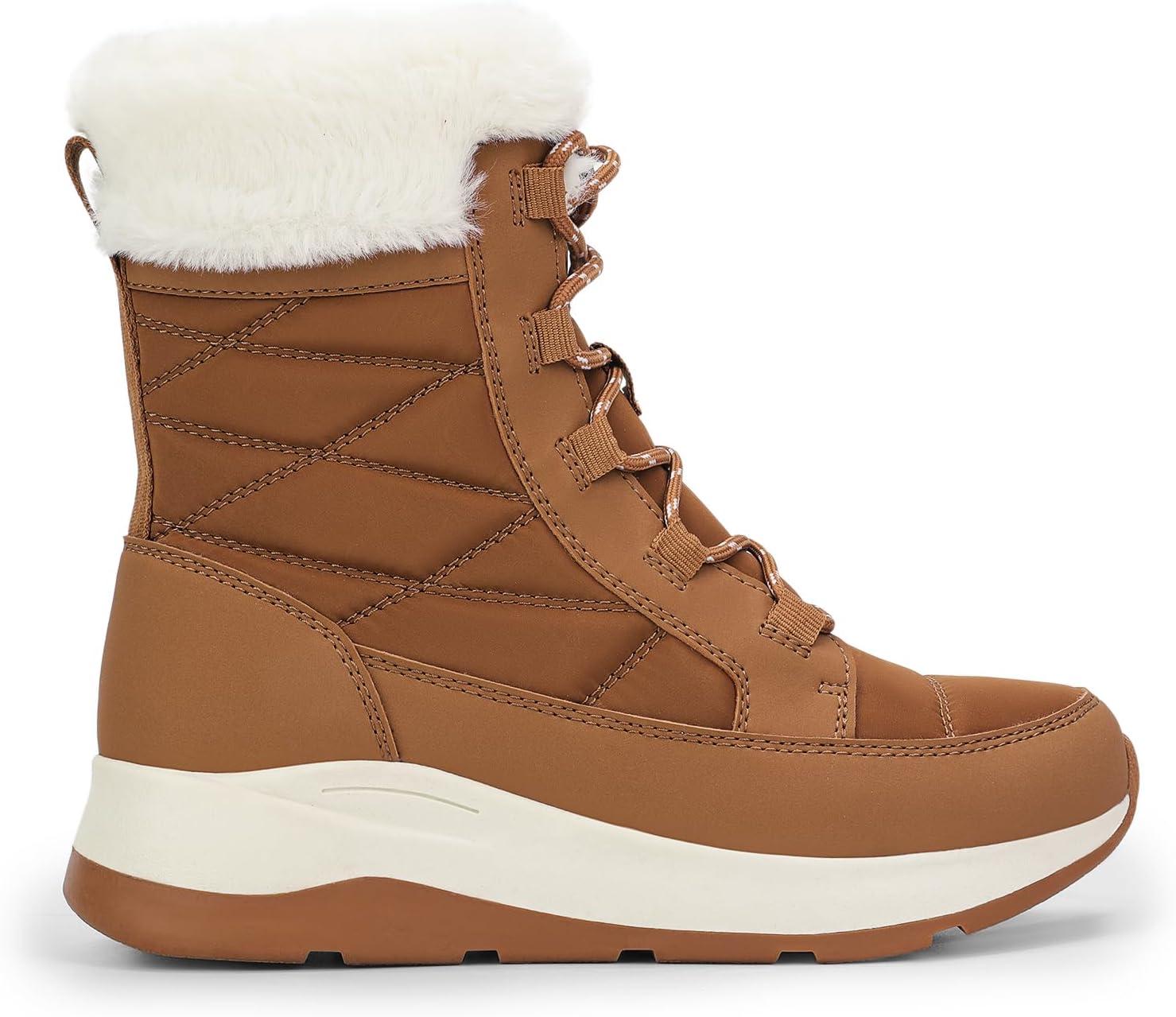 imageDREAM PAIRS Womens Winter Snow Boots Waterproof Lightweight Warm Faux Fur Lined Insulated Outdoor Ladies MidCalf BootiesChestnut