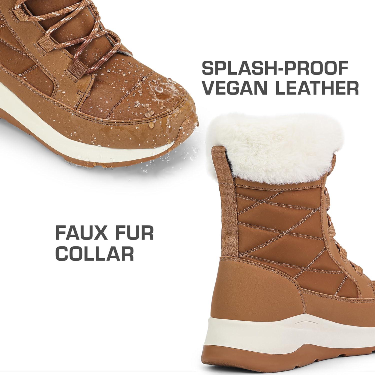 imageDREAM PAIRS Womens Winter Snow Boots Waterproof Lightweight Warm Faux Fur Lined Insulated Outdoor Ladies MidCalf BootiesChestnut