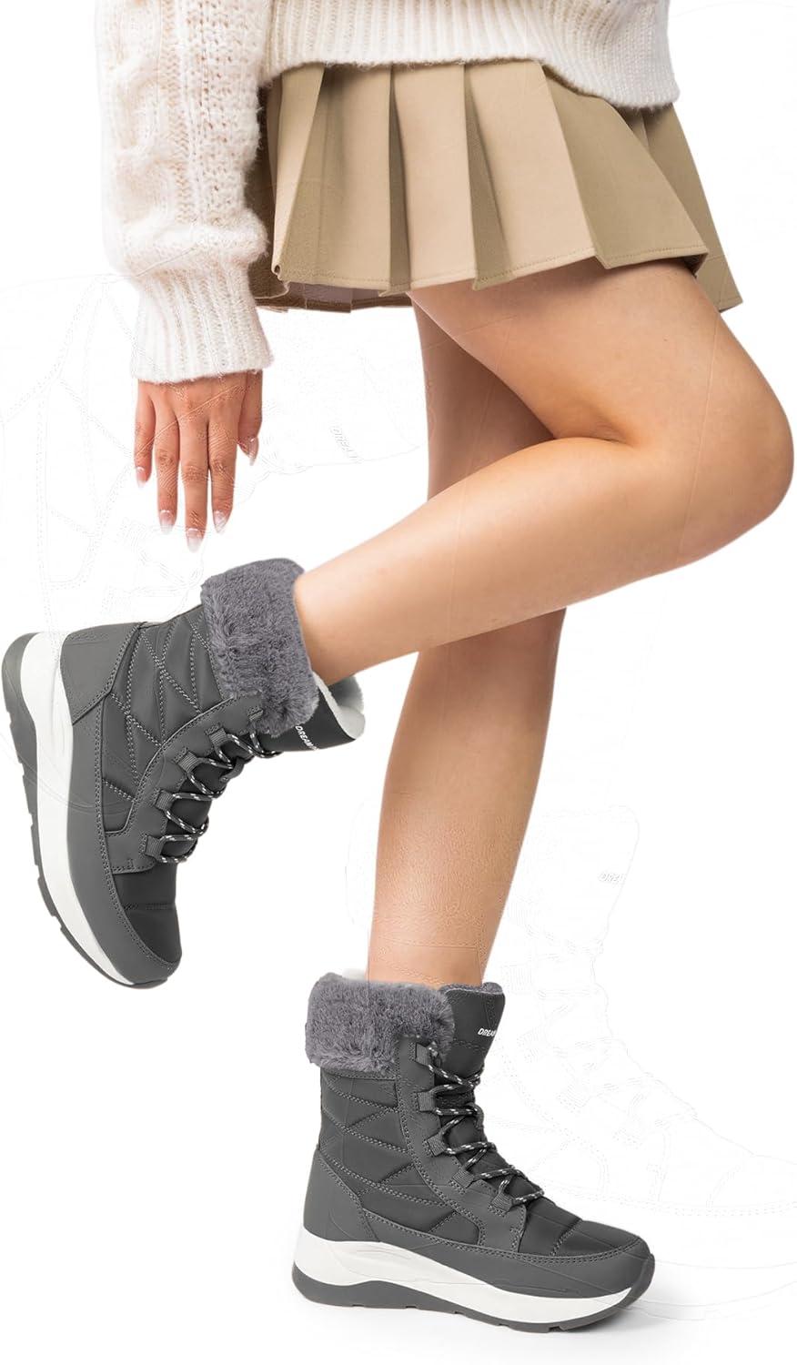 imageDREAM PAIRS Womens Winter Snow Boots Waterproof Lightweight Warm Faux Fur Lined Insulated Outdoor Ladies MidCalf BootiesGrey