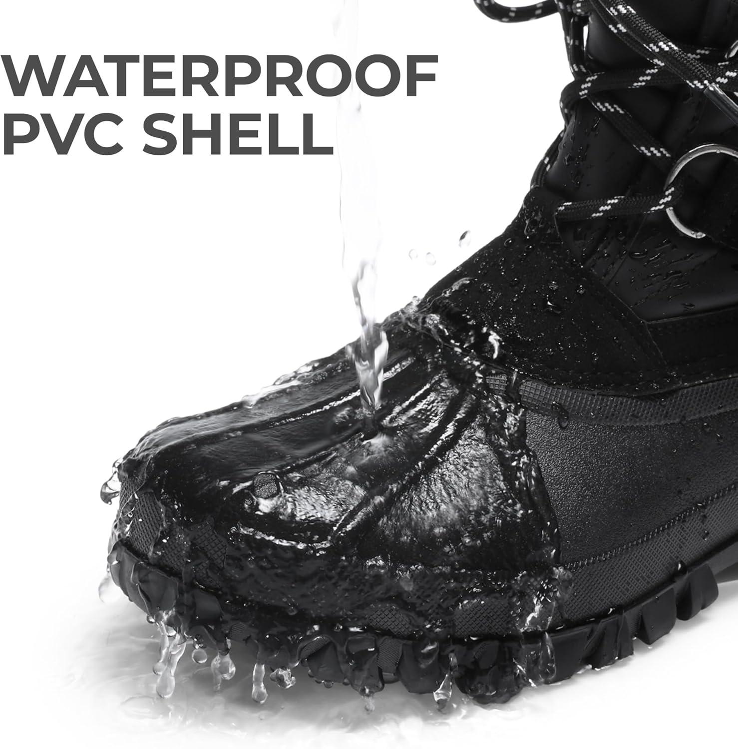 imageDREAM PAIRS Womens Winter Snow Duck BootsWaterproof Mid Calf Antislip Stability Lace Up Faux Fur Lining Warm Cozy Boots Outdoor Supportive InsoleBlack