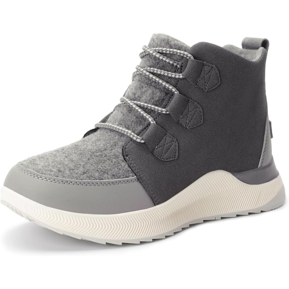imageDREAM PAIRS Ankle Winter Boots for Women Waterproof Lace Up AntiSlip Warm Snow Booties Fashion Sneaker BootsDark Grey
