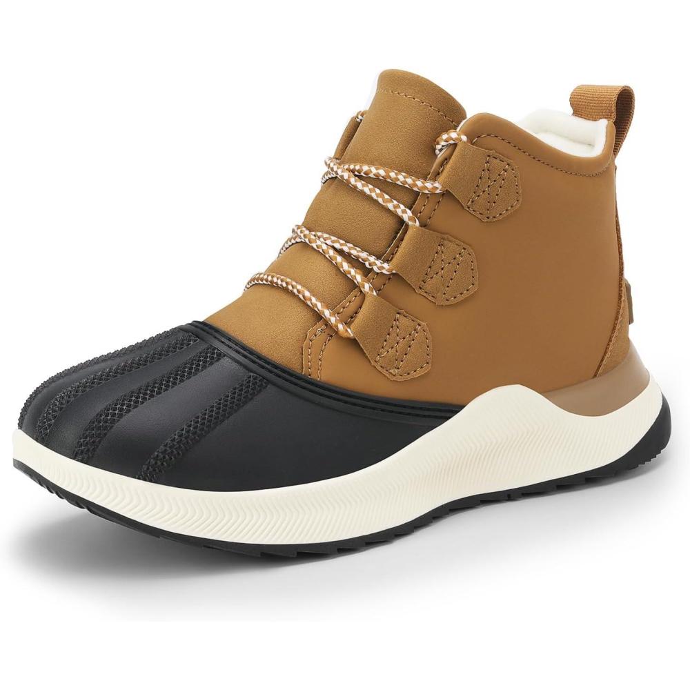 imageDREAM PAIRS Ankle Winter Boots for Women Waterproof Lace Up AntiSlip Warm Snow Booties Fashion Sneaker BootsTan