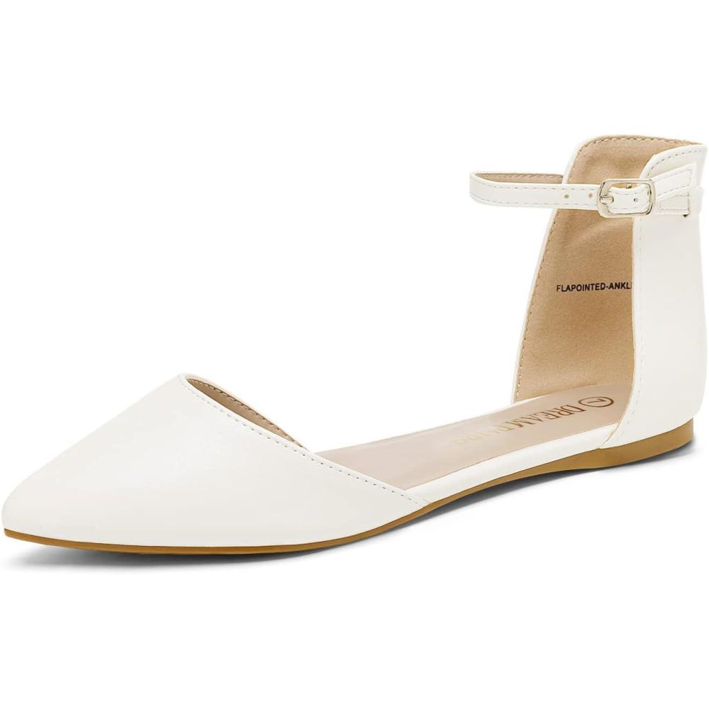 imageDREAM PAIRS Flapointed Womens Casual DOrsay Pointed Plain Ballet Comfort Soft Slip On Flats ShoesAll White