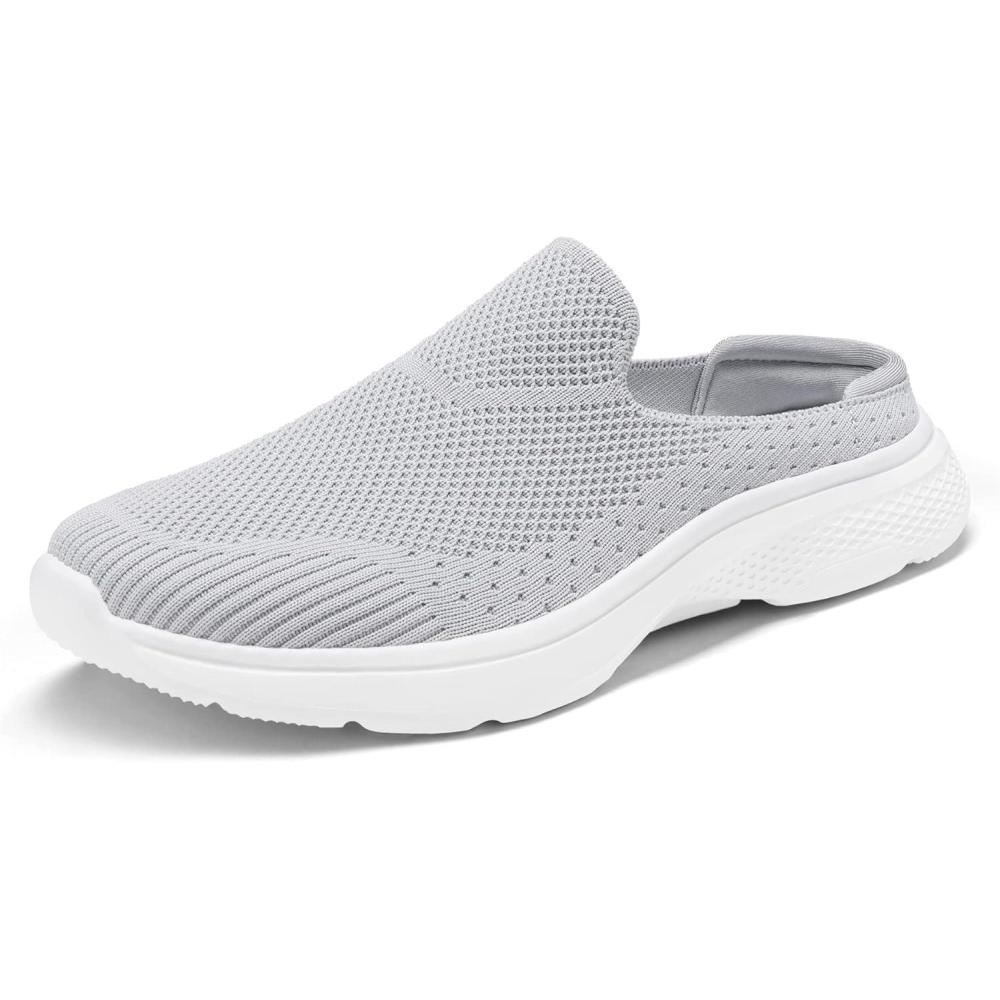 imageDREAM PAIRS Mules for Women Shoes Slip on Sneakers Knit Flats Lightweight Breathable Comfortable Walking ShoesGrey