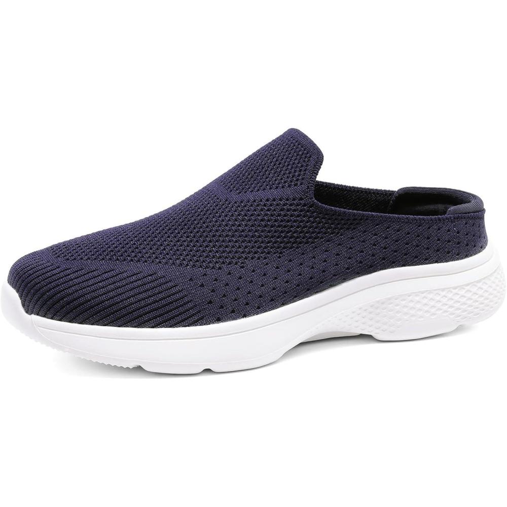 imageDREAM PAIRS Mules for Women Shoes Slip on Sneakers Knit Flats Lightweight Breathable Comfortable Walking ShoesNavyknit