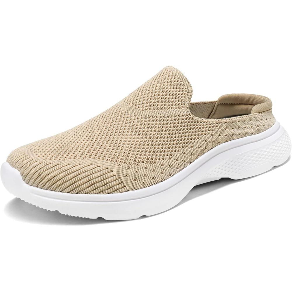 imageDREAM PAIRS Mules for Women Shoes Slip on Sneakers Knit Flats Lightweight Breathable Comfortable Walking ShoesNude