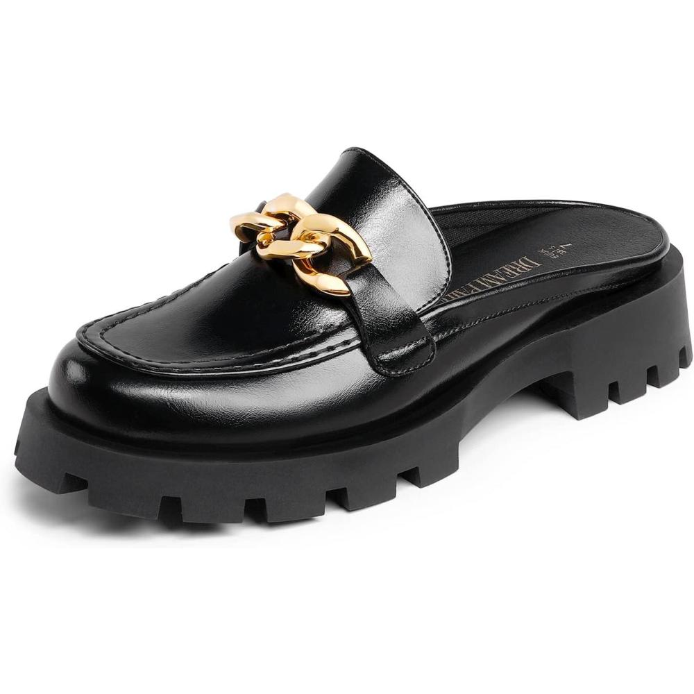 imageDREAM PAIRS Mules for Women Slip On Shoes Platform Thick Comfortable Womens Chunky Flat Slides Slippers LoafersBlack
