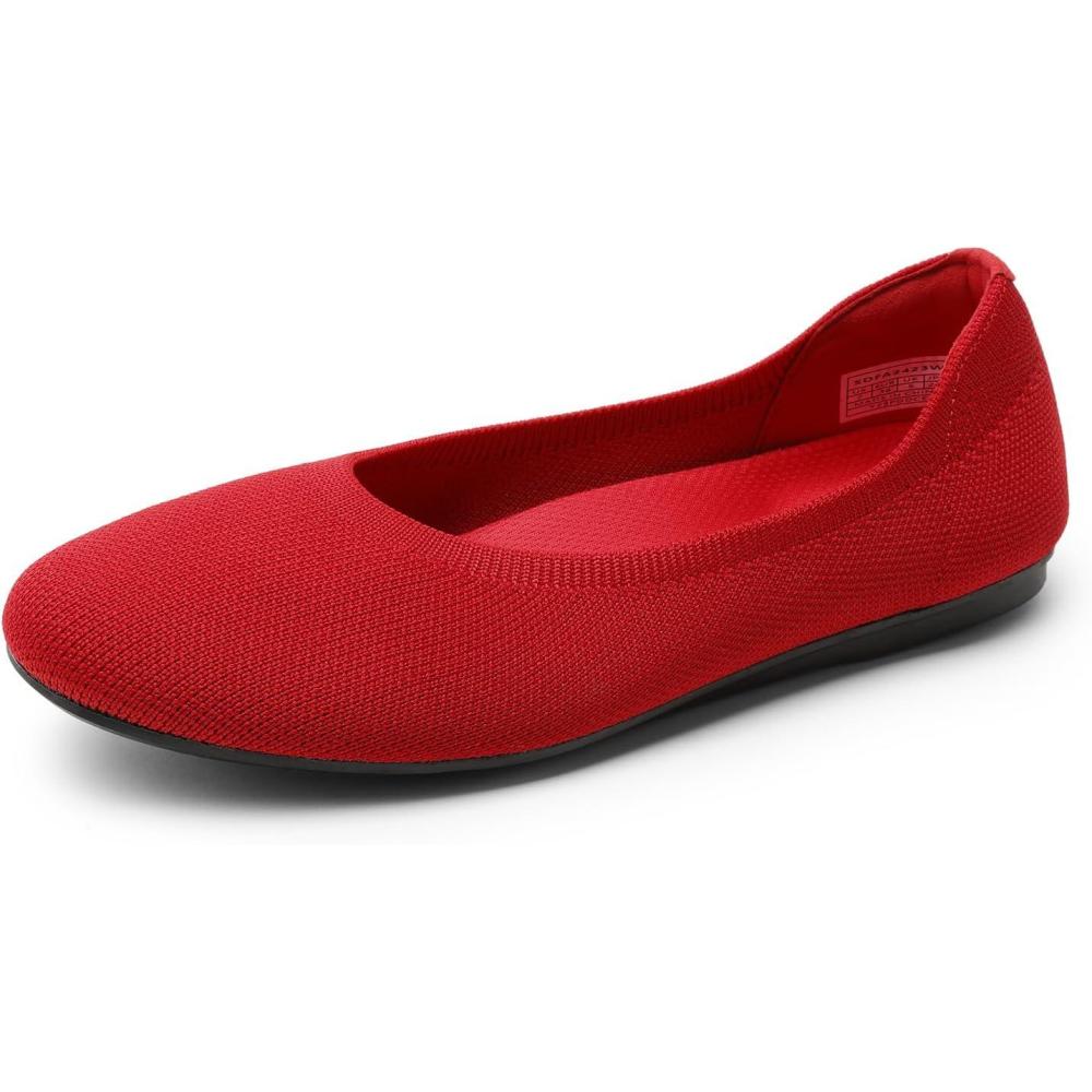 imageDREAM PAIRS Wide Ballet Flats Shoes for Women Width Foldable Knit Womens Flats with Arch Support Comfortable Shoes for Women Dressy Casual Work OfficeRed