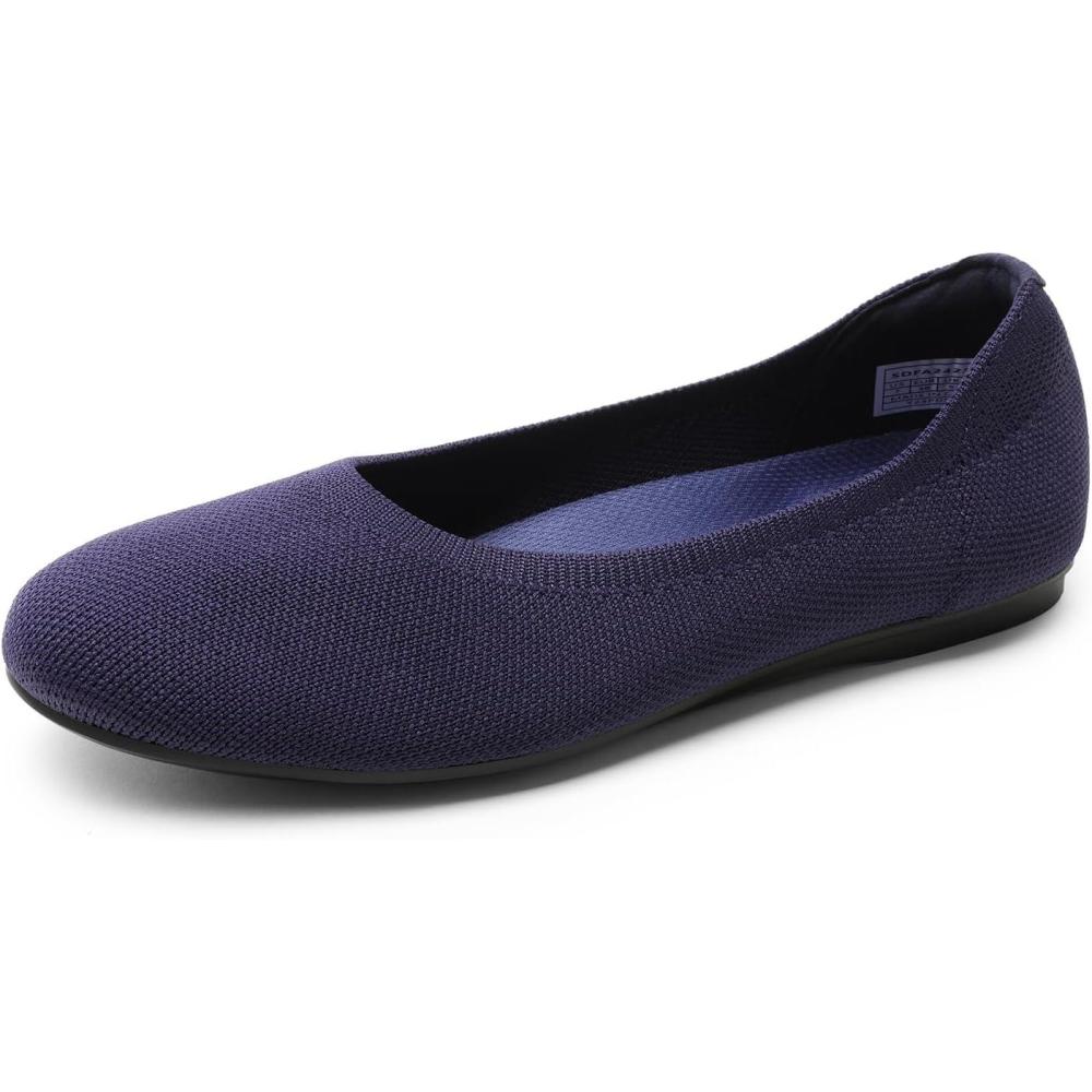 imageDREAM PAIRS Wide Ballet Flats Shoes for Women Width Foldable Knit Womens Flats with Arch Support Comfortable Shoes for Women Dressy Casual Work OfficeNavy