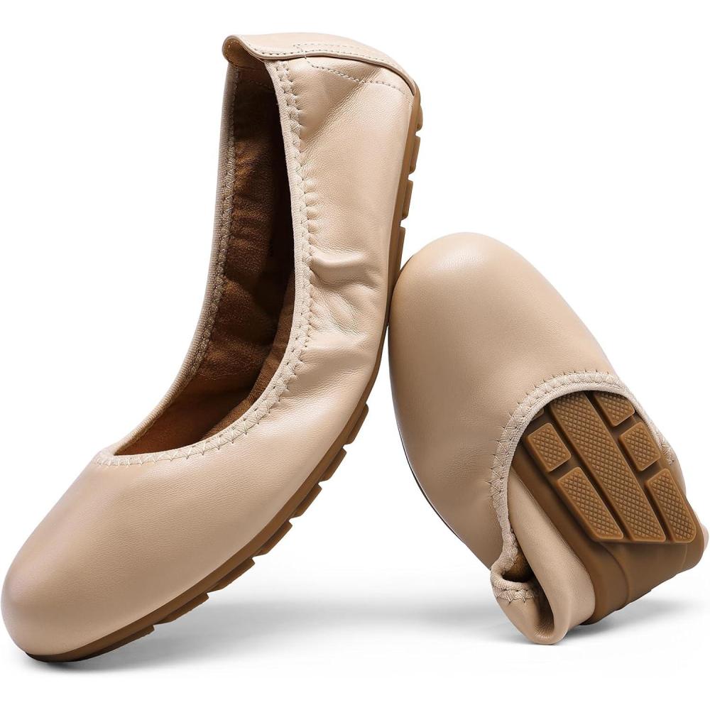 imageDREAM PAIRS Womens Ballet Flats Foldable Round Toe Dressy Comfortable Slip On Dress ShoesNude