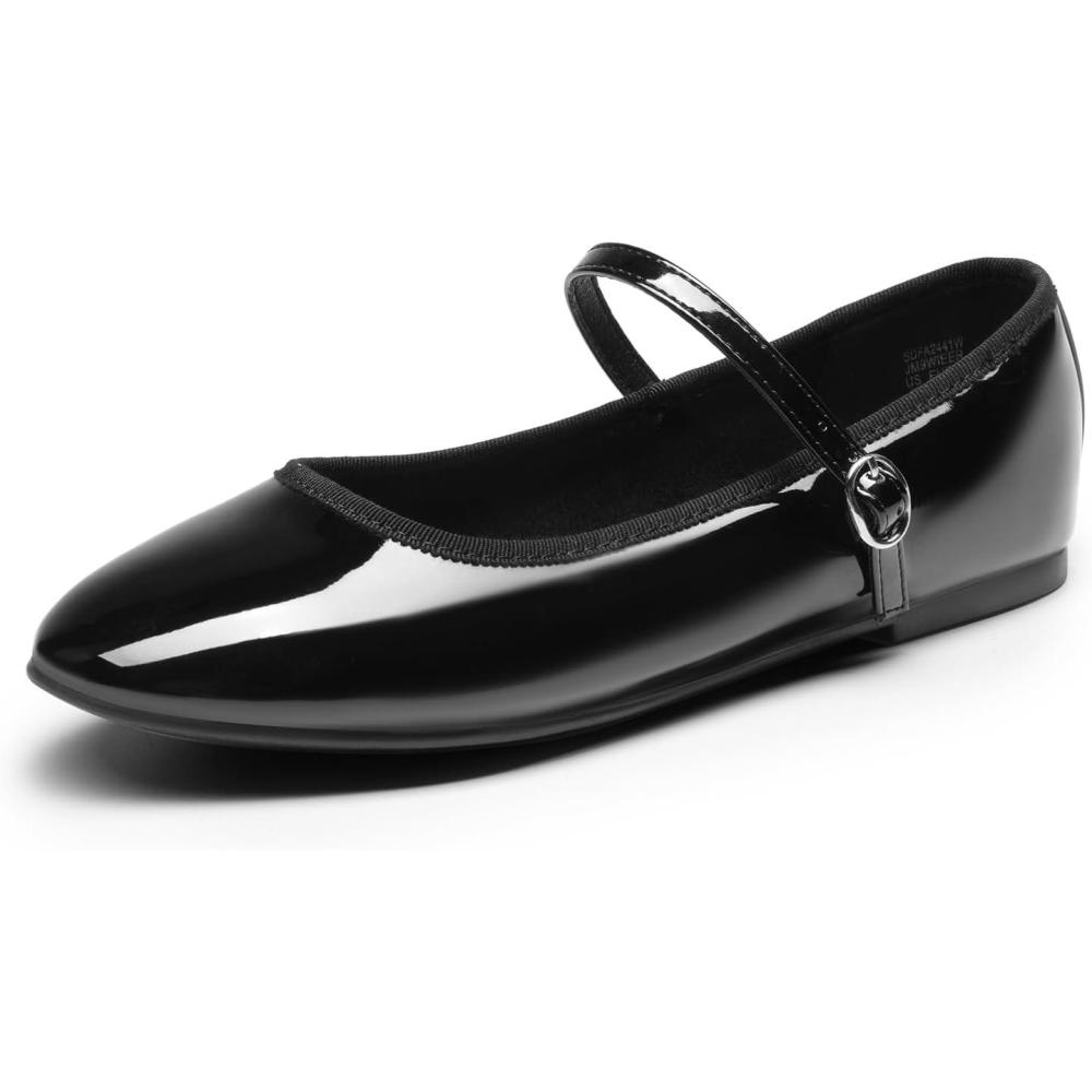 imageDREAM PAIRS Womens Ballet Flats Mary Jane Shoes Round Toe Comfortable Dressy Casual Slipon Work Daily Soft Flat ShoesBlackpat