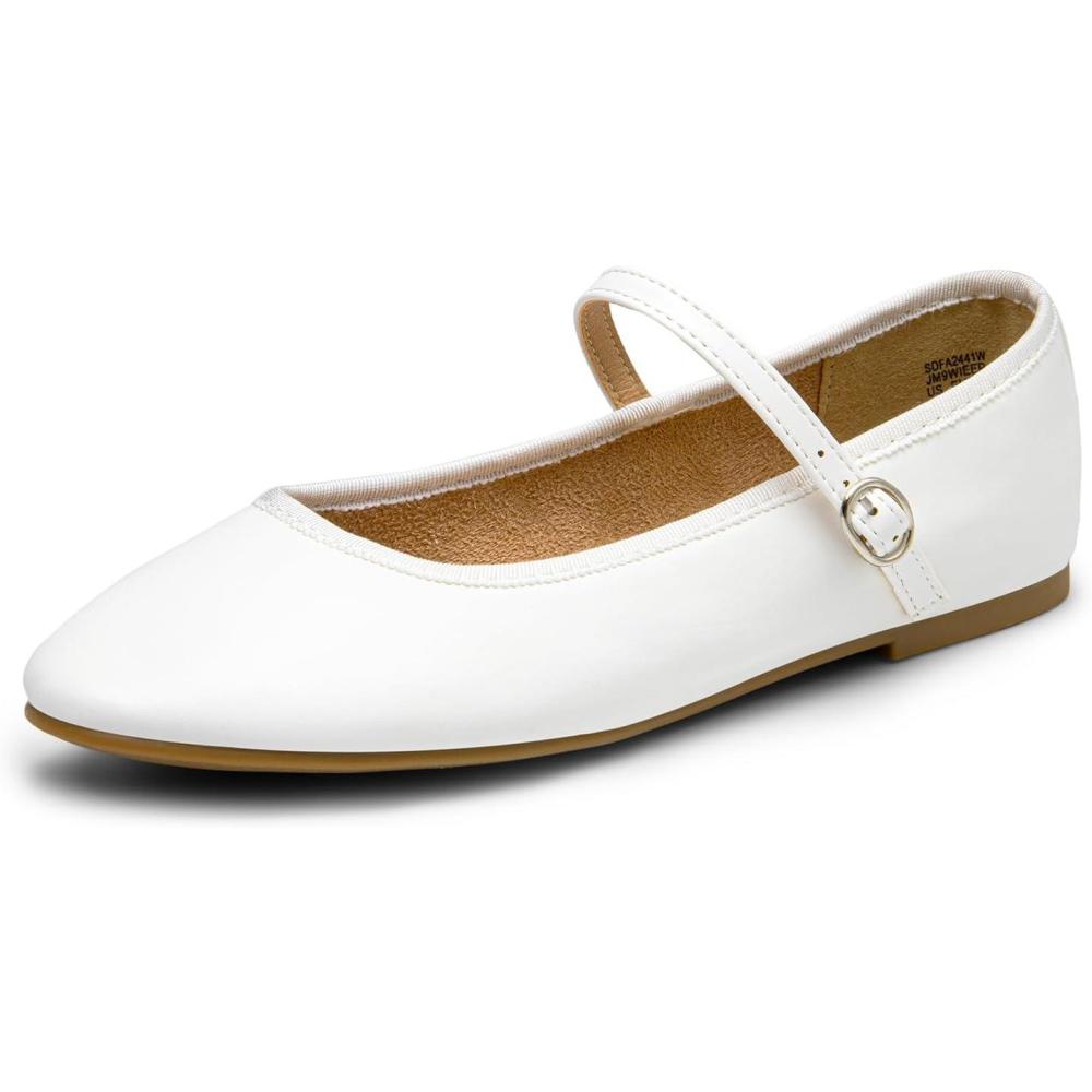 imageDREAM PAIRS Womens Ballet Flats Mary Jane Shoes Round Toe Comfortable Dressy Casual Slipon Work Daily Soft Flat ShoesWhitepu