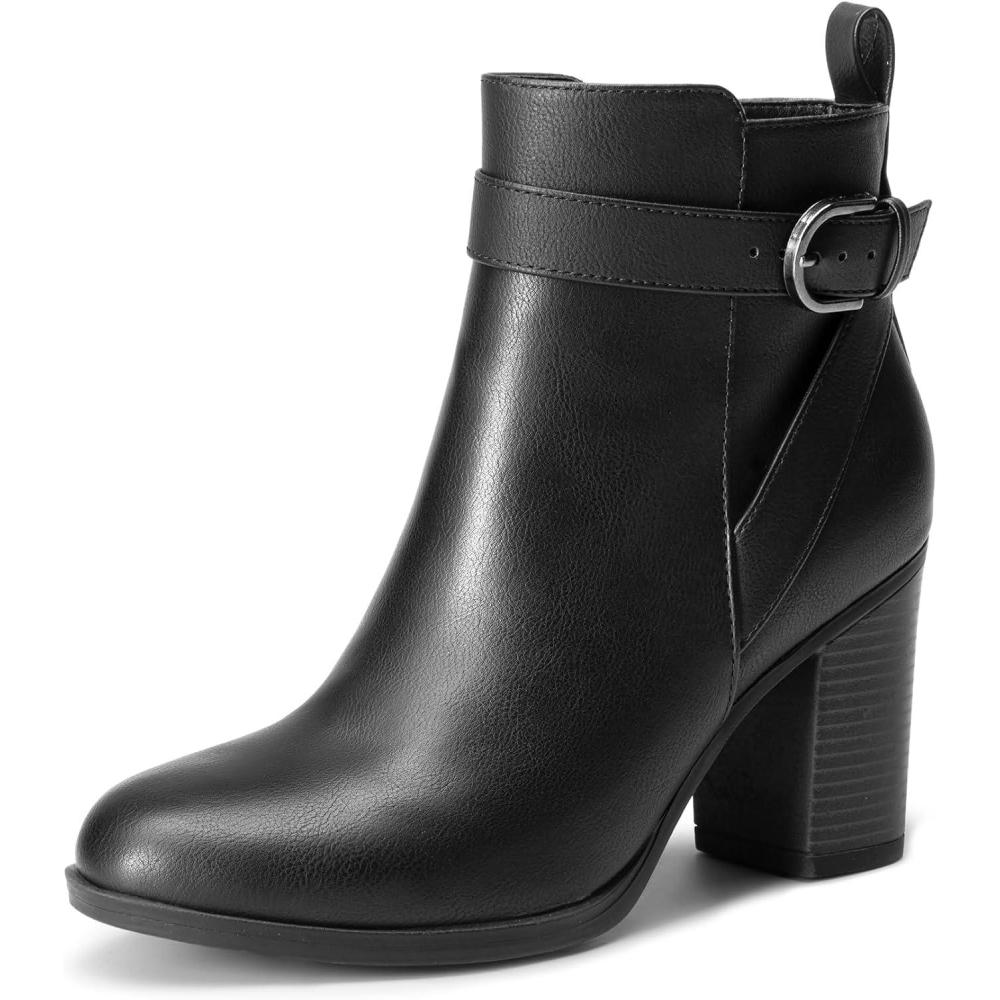 imageDREAM PAIRS Womens Chunky High Heel Ankle Boots Round Toe Fall Short Booties Shoes