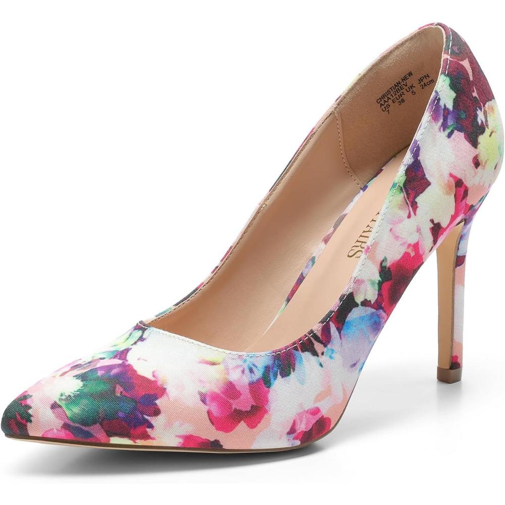 imageDREAM PAIRS Womens Closed Toe High Heels Dress Pointed Toe Wedding Pump ShoesFloral
