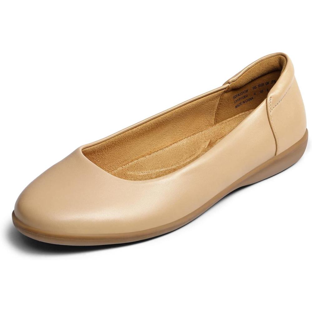 imageDREAM PAIRS Womens Comfortable Ballet Dressy Work Flats Round Toe Slip on Office ShoesNude