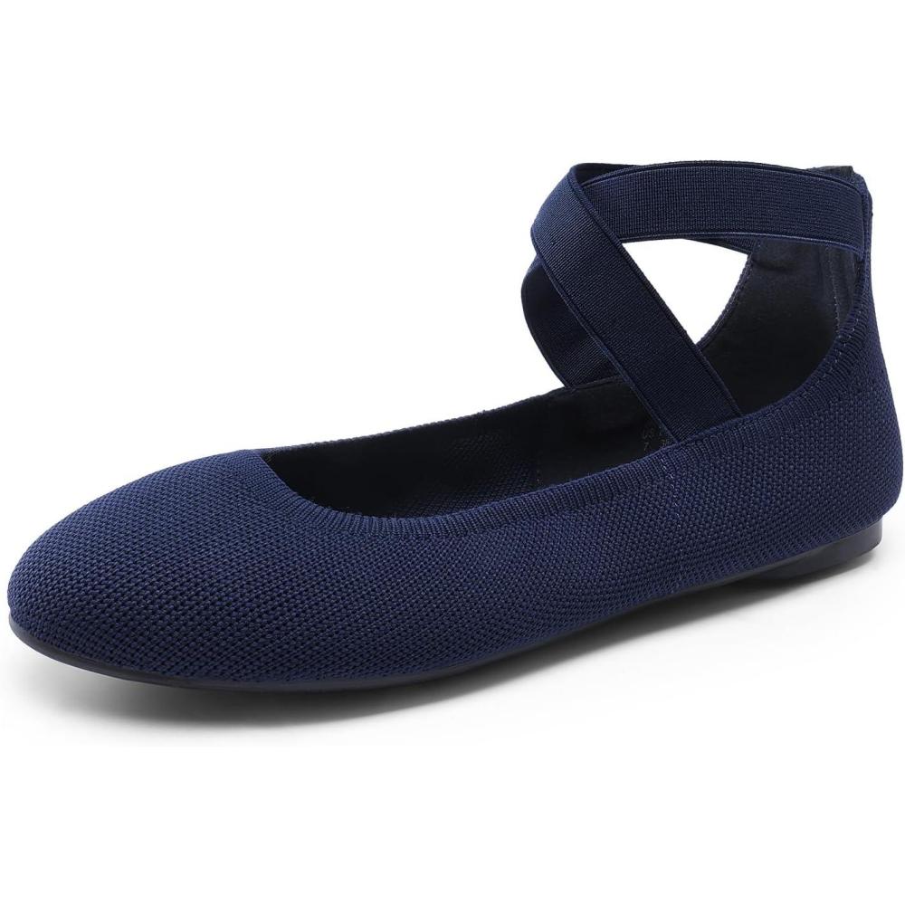 imageDREAM PAIRS Womens Comfortable Fashion Elastic Ankle Straps Flats ShoesNavy