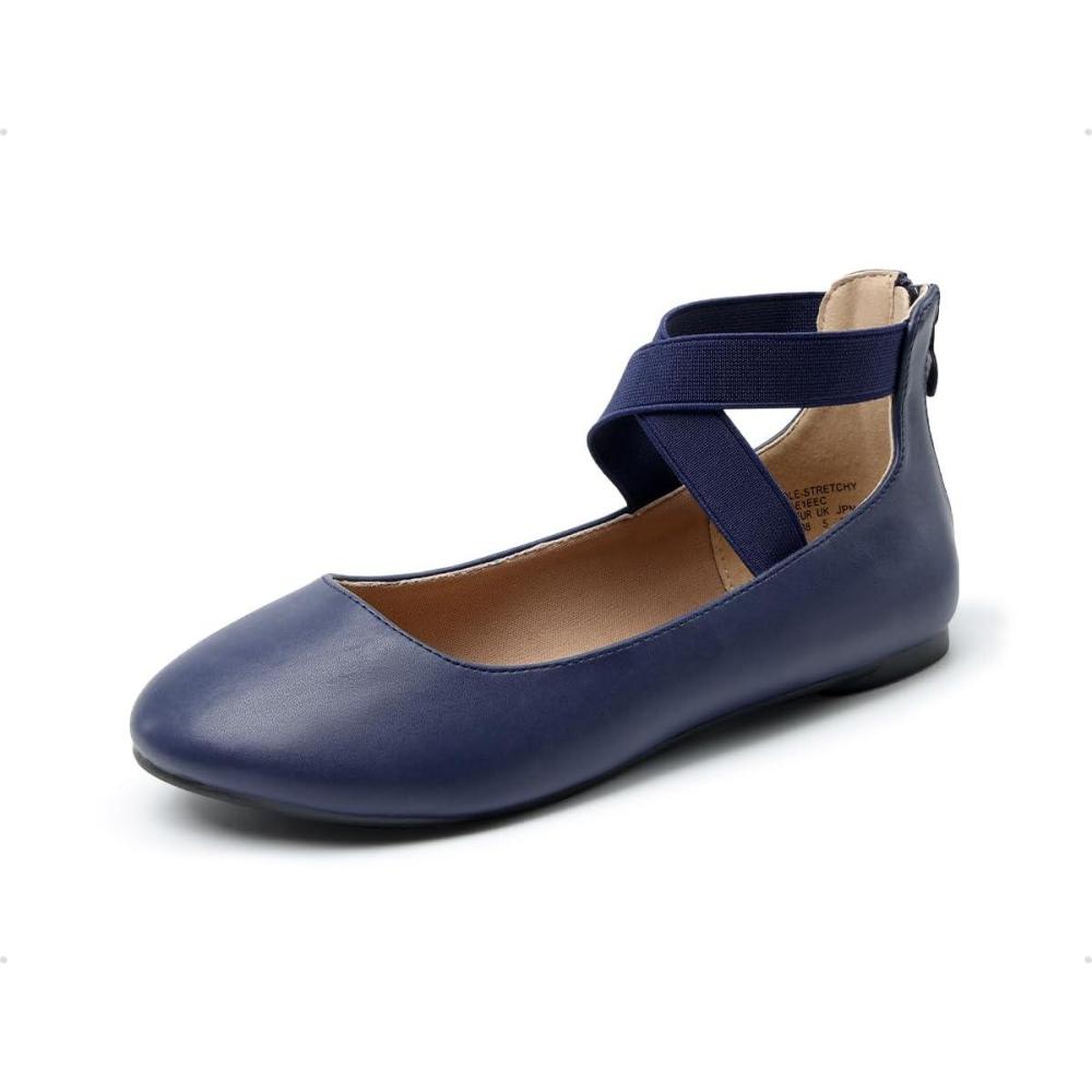 imageDREAM PAIRS Womens Comfortable Fashion Elastic Ankle Straps Flats ShoesNavypu