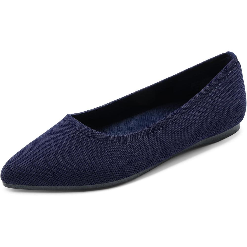 imageDREAM PAIRS Womens Dress Pointed Toe Flats Ballet Comfort Soft Slip On Casual Flat Shoes for Work Office BusinessNavyknit